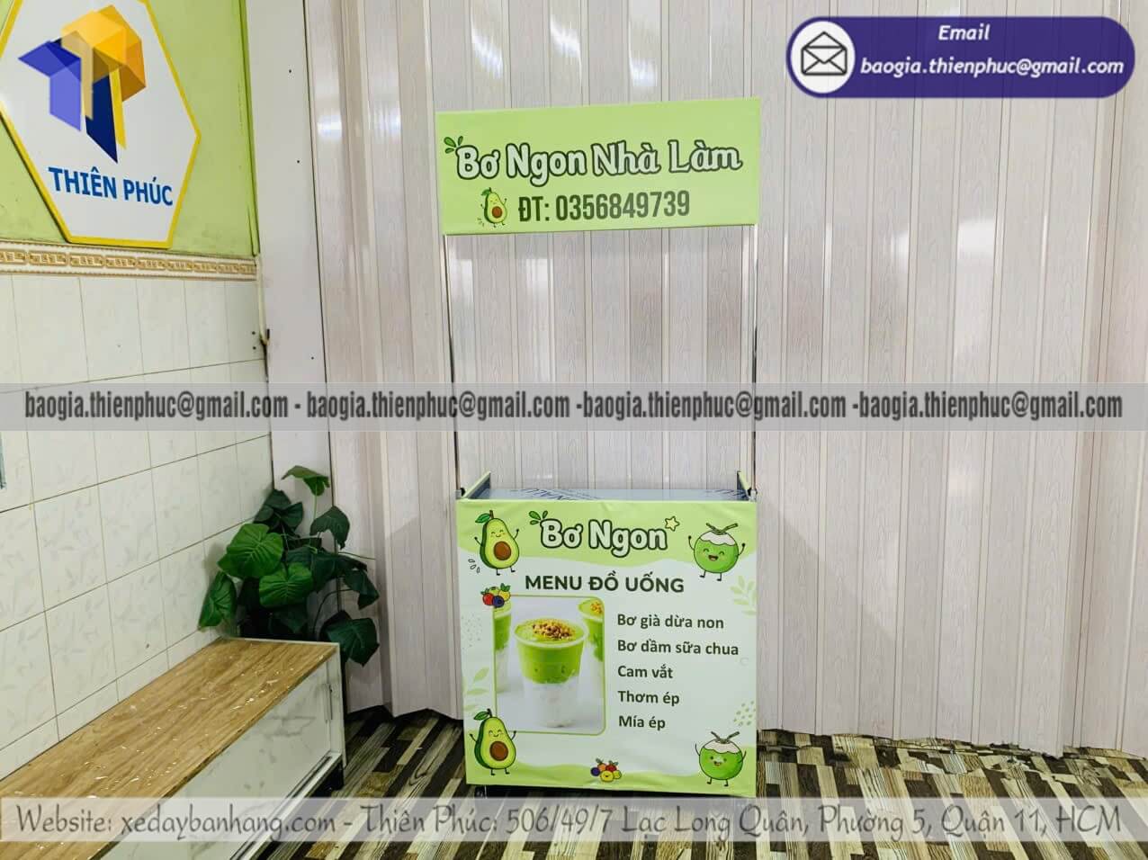Báo giá xe xếp bán nước đẩy bán rong ngoài trời