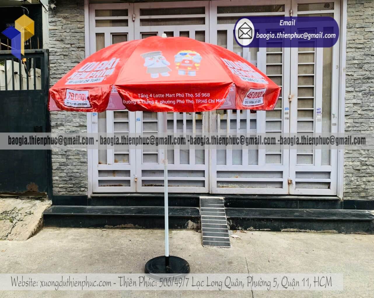 Nơi in ô dù tròn quảng cáo ngoài trời theo yêu cầu thương hiệu cho cửa hàng tạp hóa siêu thị