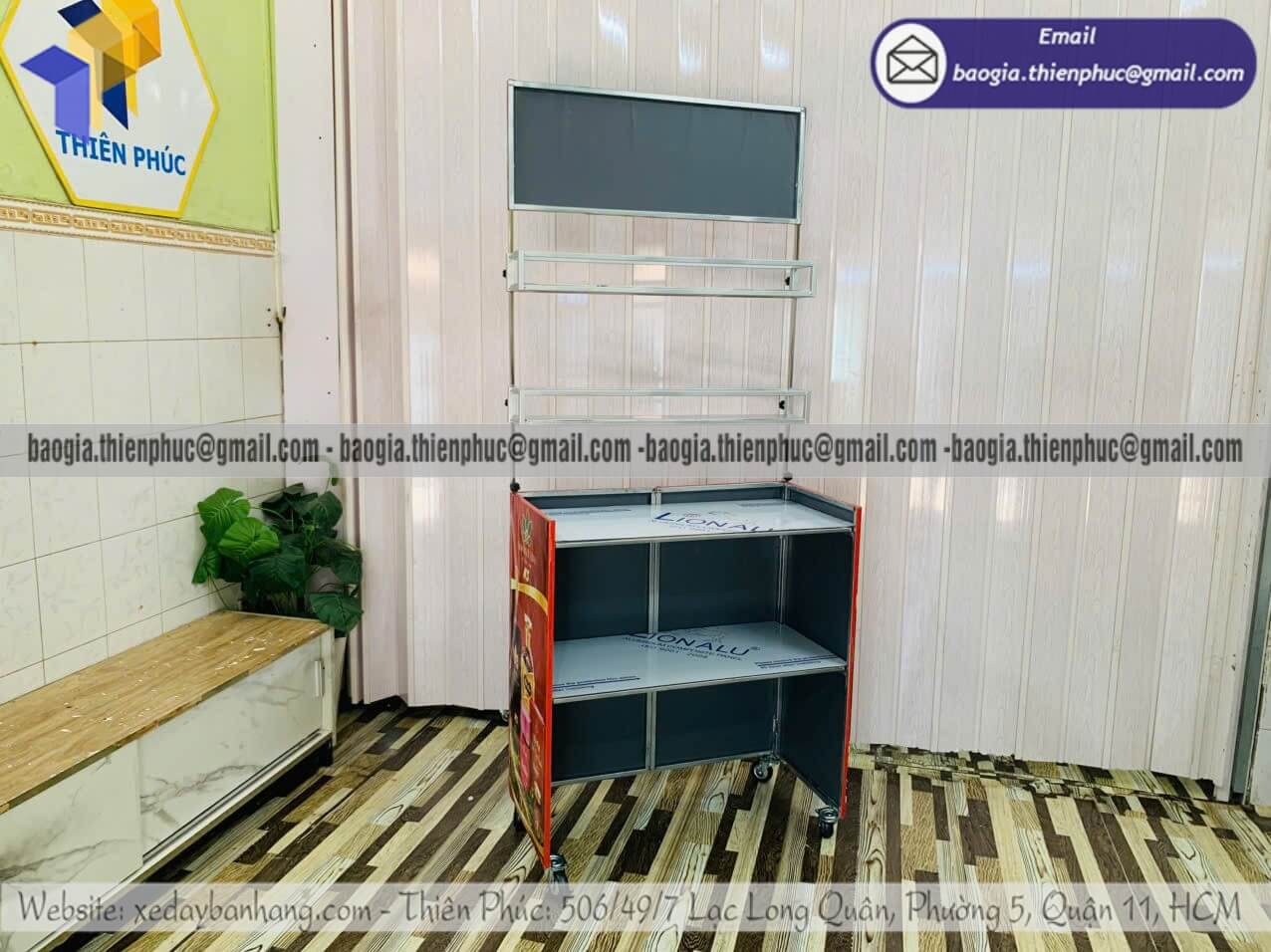Báo giá quầy khung ốp bạt bán đồ ăn xếp gọn rẻ làm quầy theo mẫu riêng