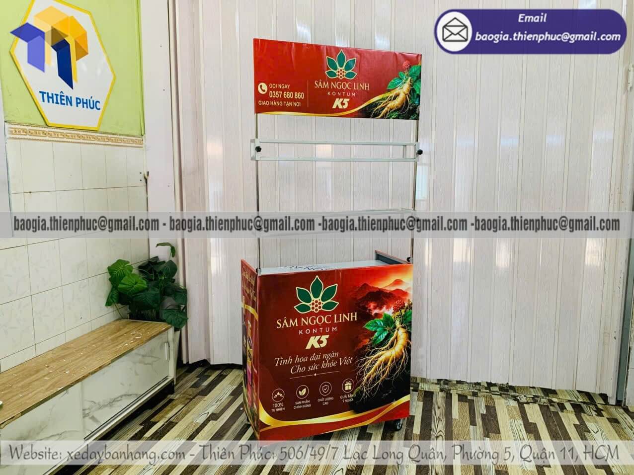 Báo giá quầy khung ốp bạt bán đồ ăn xếp gọn rẻ Thiên Phúc gia công quầy bán hàng