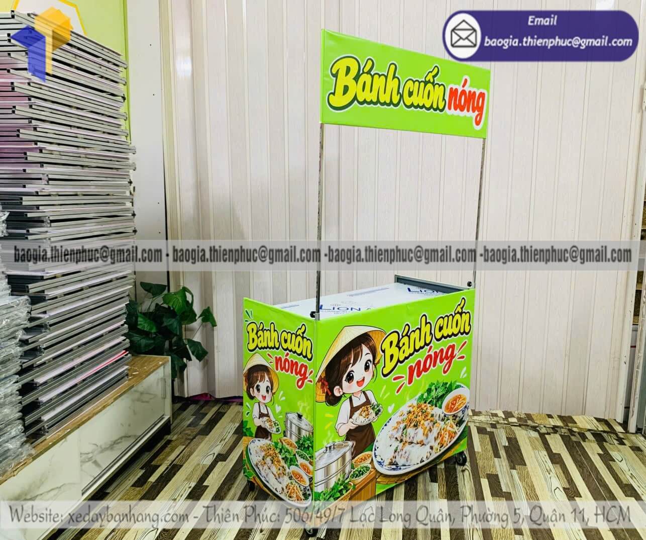 Báo giá xe lắp ráp bán bánh cuốn nóng hàng rong đẹp cho quán ăn bình dân