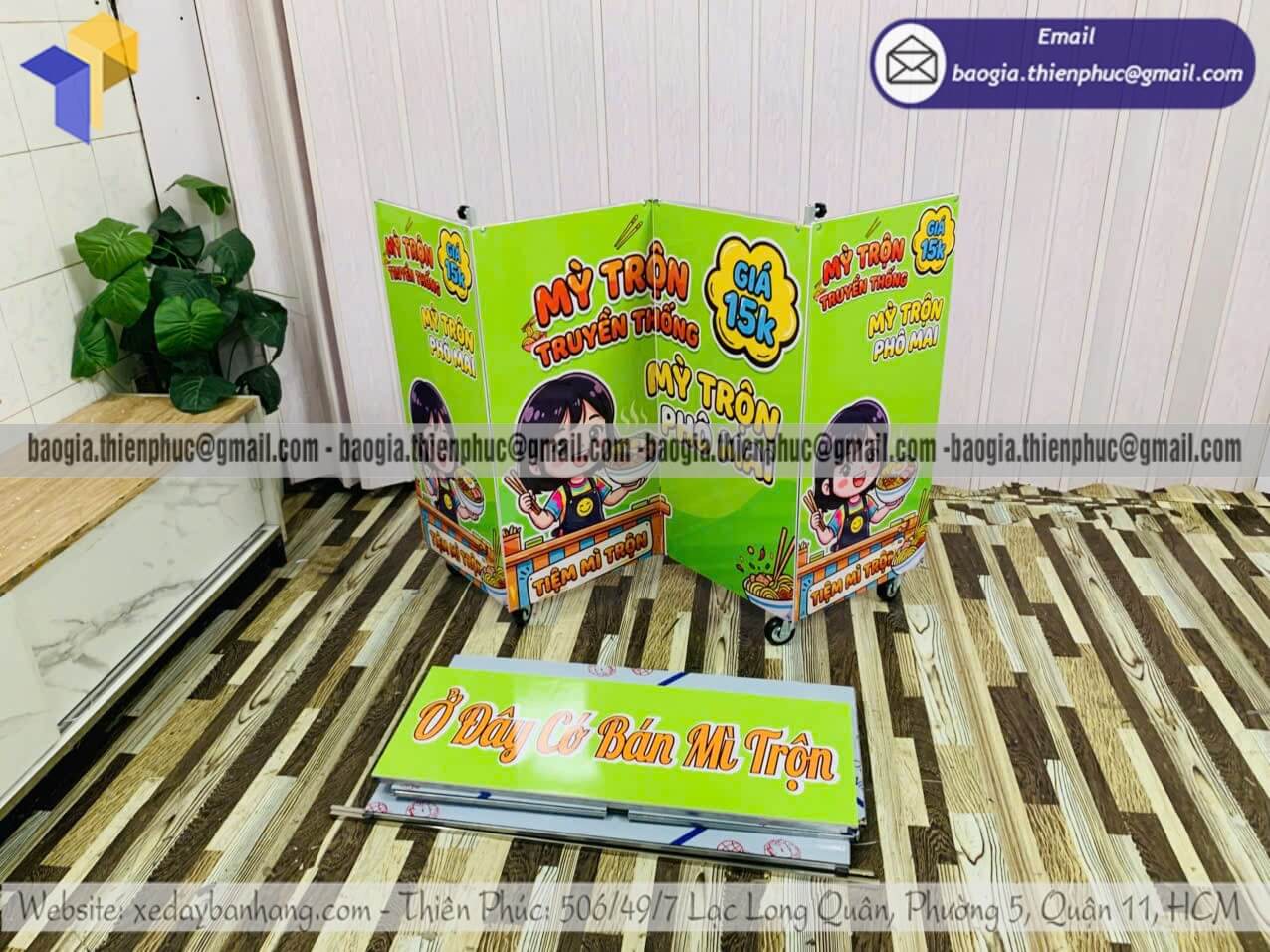 Báo giá xe xếp bán mì trộn lắp ráp hàng rong giá rẻ phù hợp cho khu văn phòng