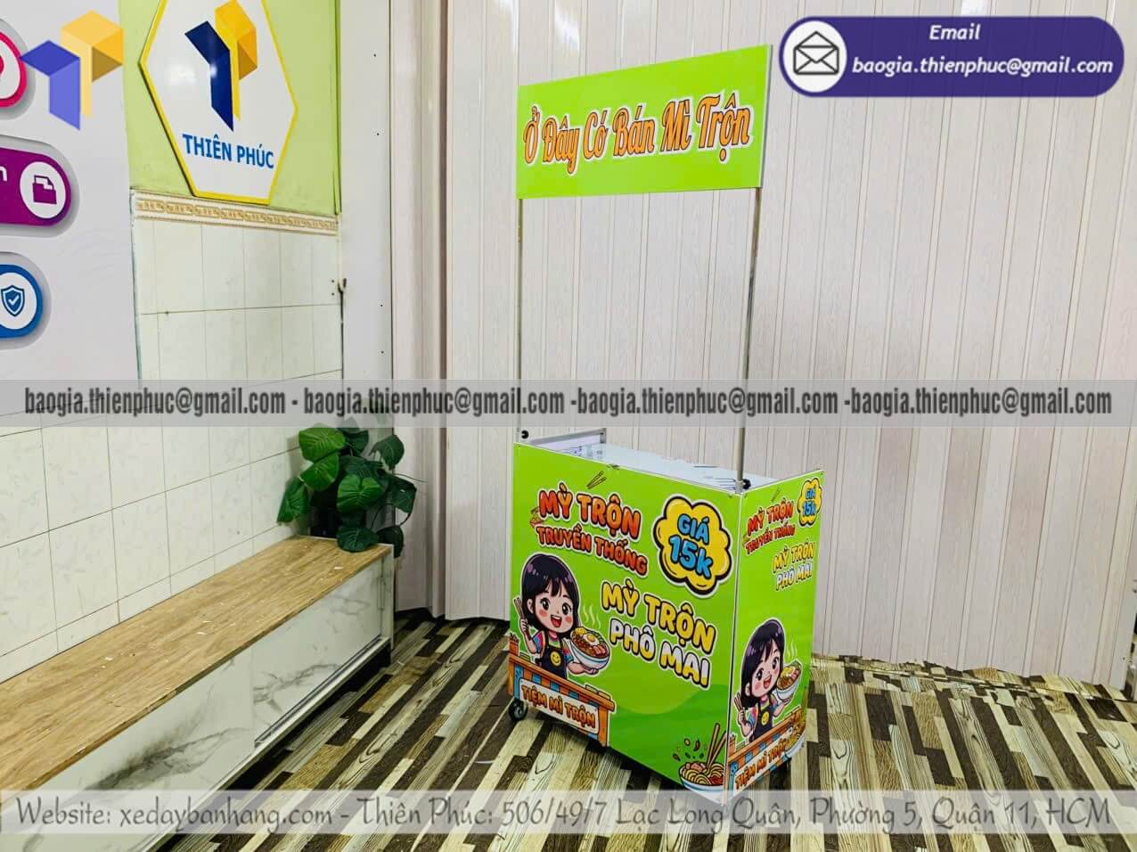 Báo giá xe xếp bán mì trộn lắp ráp hàng rong giá rẻ gia công theo kích thước riêng