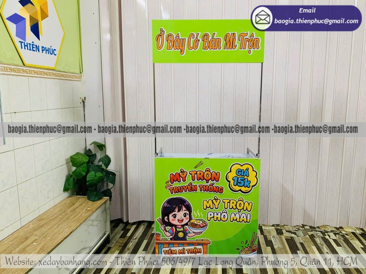 Báo giá xe xếp bán mì trộn lắp ráp hàng rong giá rẻ