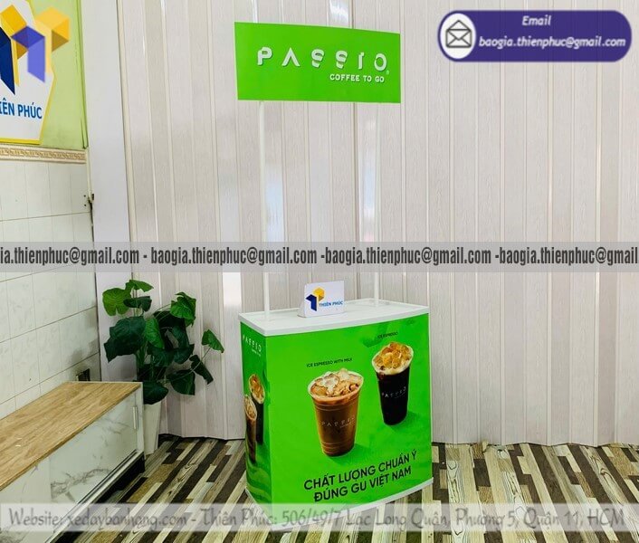 Booth cho PG đứng tiếp thị mẫu mới sự kiện bằng nhựa vibe sale viral