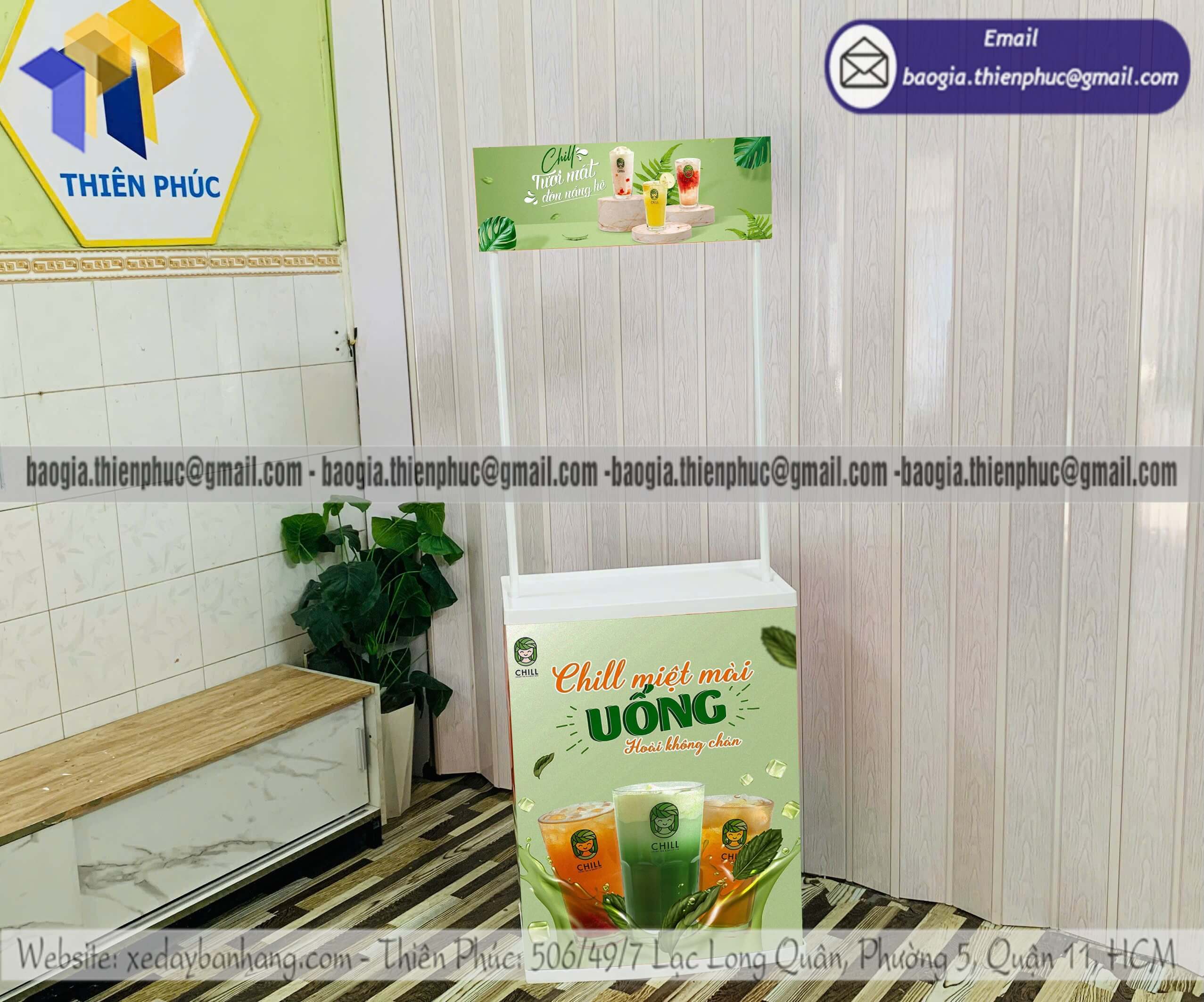 Booth nhựa mini tiếp thị quảng cáo sản phẩm in logo thiết kế bán hàng lên xu hướng