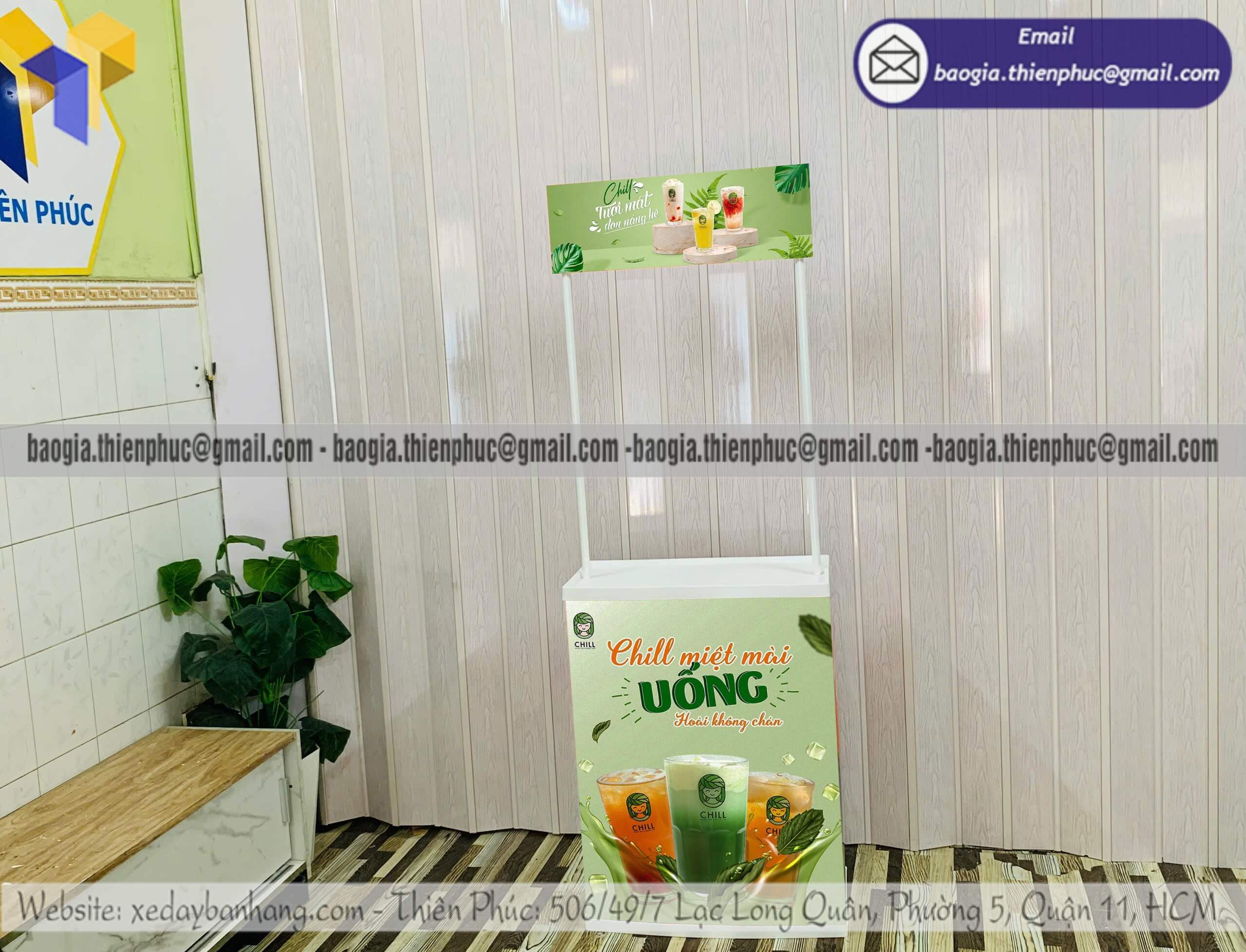 Booth nhựa mini tiếp thị quảng cáo sản phẩm in logo