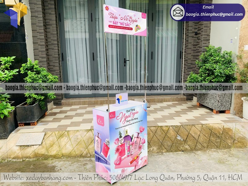 Booth PG đứng tiếp thị sản phẩm sự kiện bằng sắt xưởng sản xuất TPHCM giao hàng toàn quốc