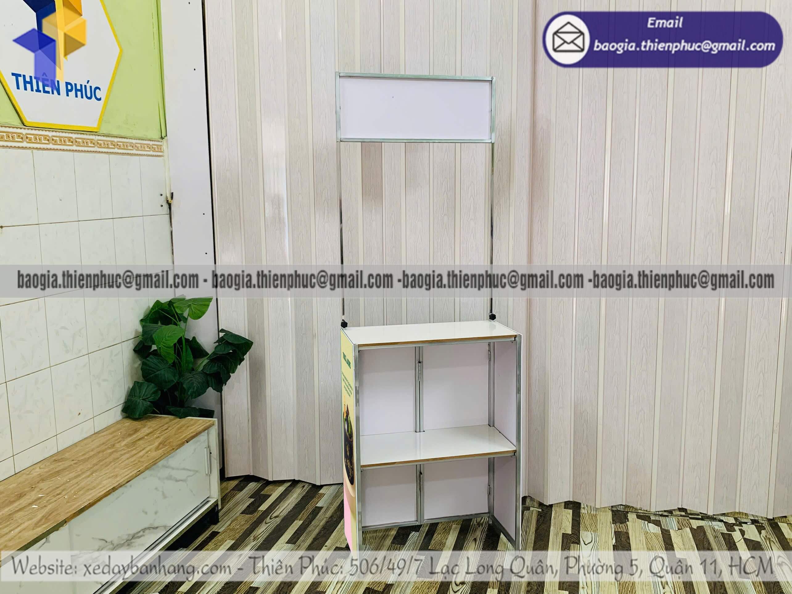 Booth sắt mini tiếp thị mẫu dùng thử tại siêu thị nhận đặt làm giao đi tỉnh