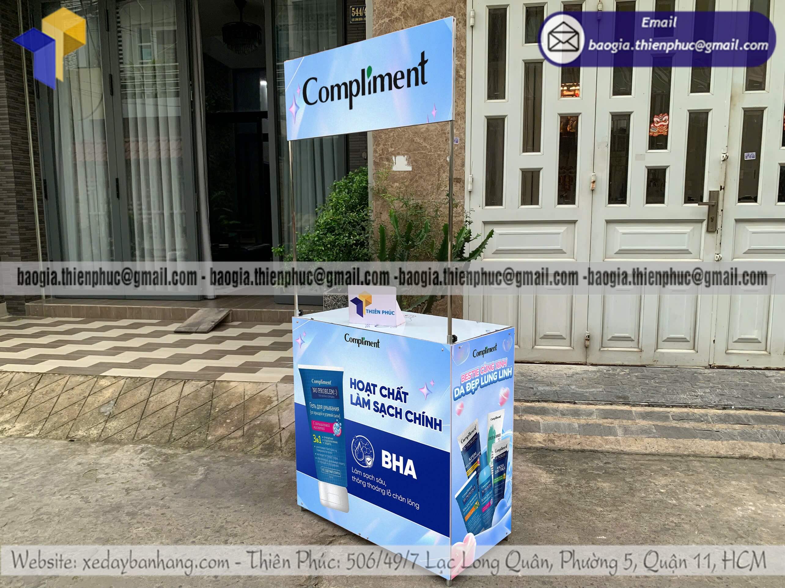 Booth sắt sampling dùng thử sản phẩm tại chỗ tăng tương tác khách hàng