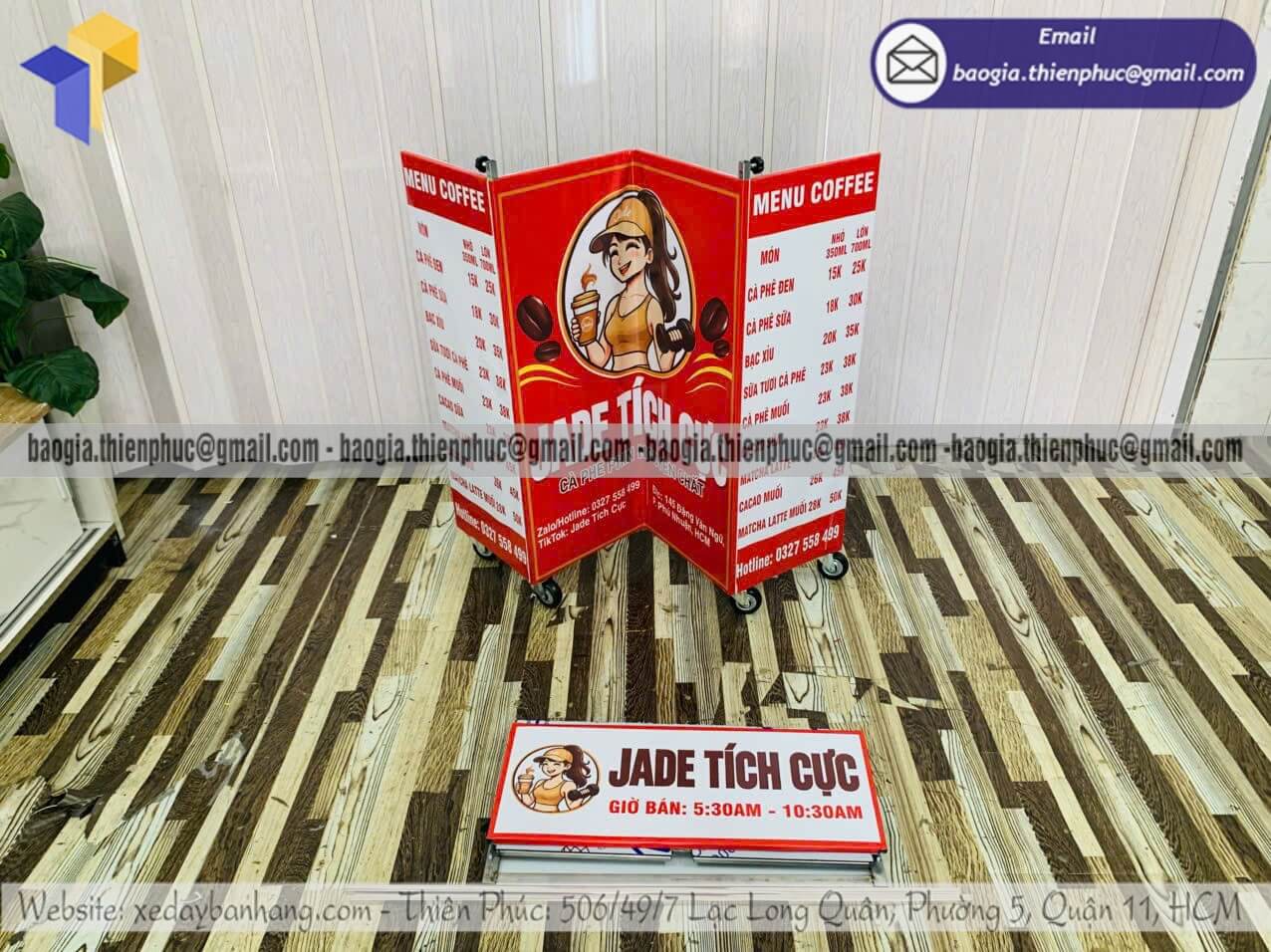 Đặt mẫu quầy bạt pha chế cafe mini bán rong vỉa hè đồ uống lưu động giá mềm