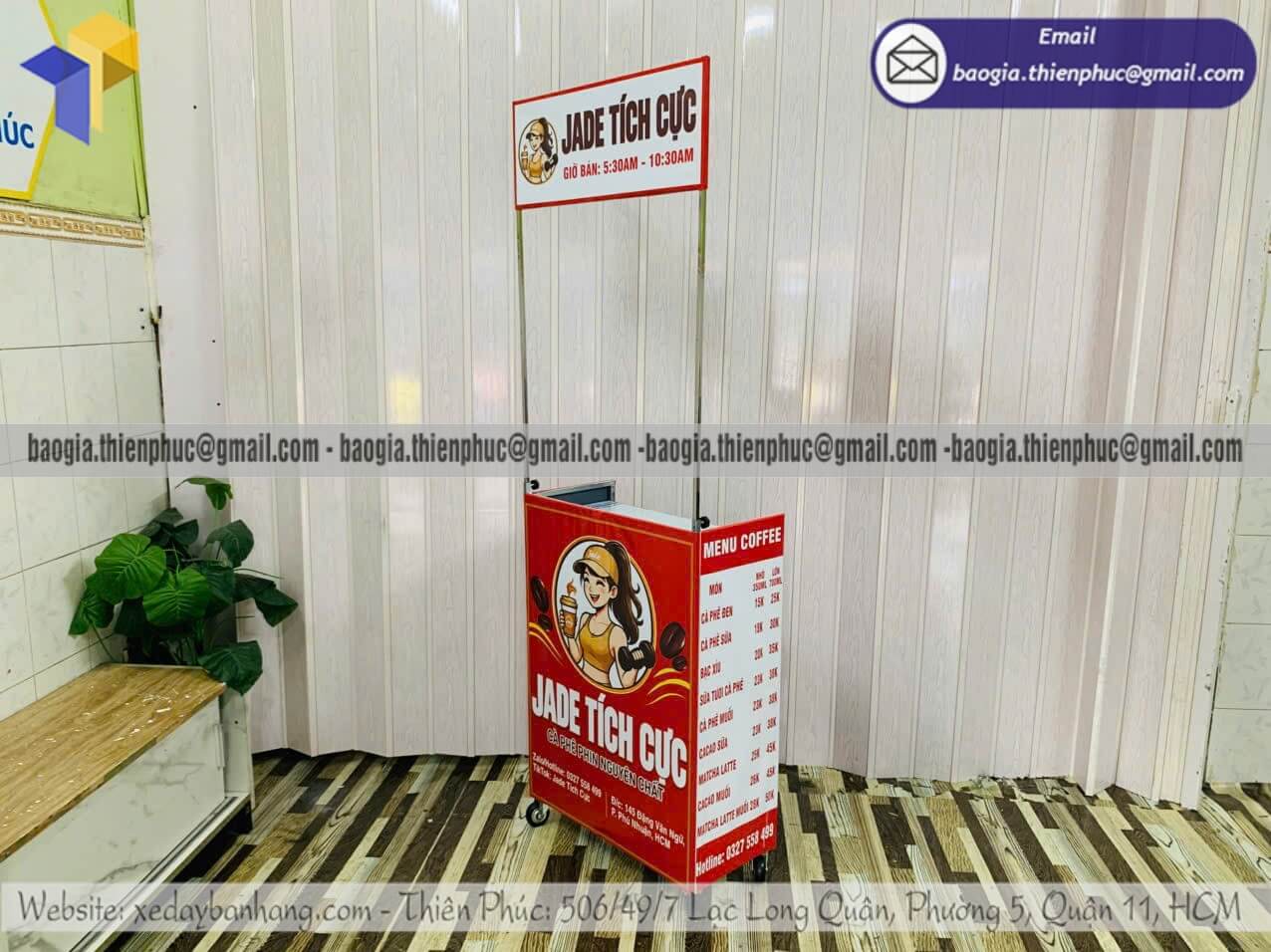 Đặt mẫu quầy bạt pha chế cafe mini bán rong vỉa hè nước uống cho hộ kinh doanh cá nhân