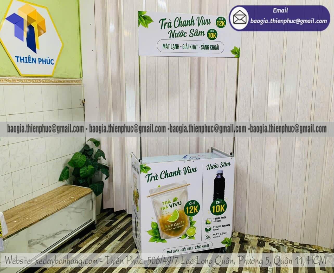 Đặt mẫu xe xếp bán trà chanh ngoài vỉa hè lắp ráp ngoài trời cho hộ kinh doanh quán nhỏ