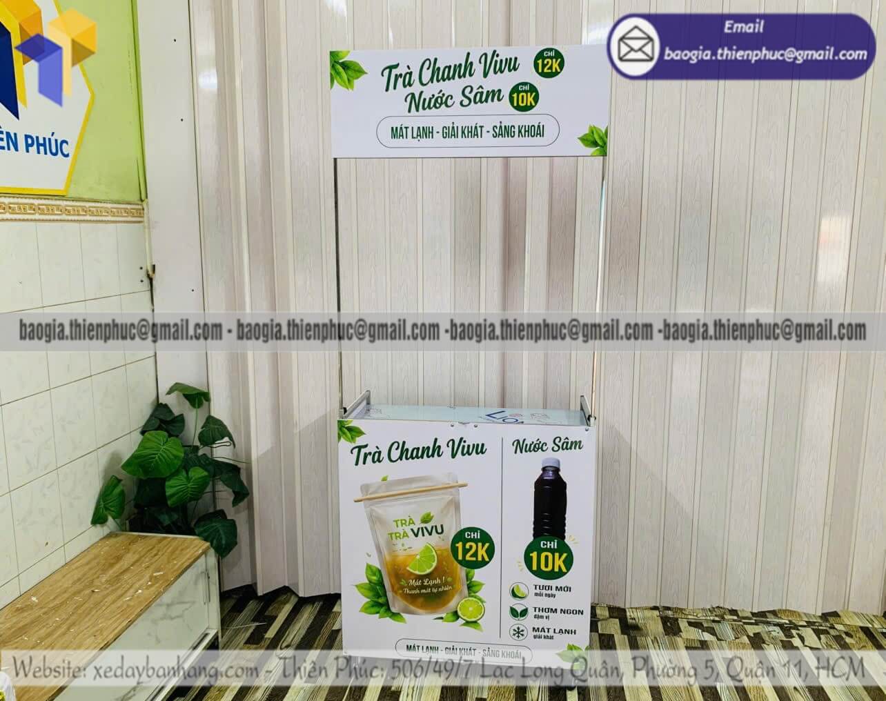 Đặt mẫu xe xếp bán trà chanh ngoài vỉa hè lắp ráp