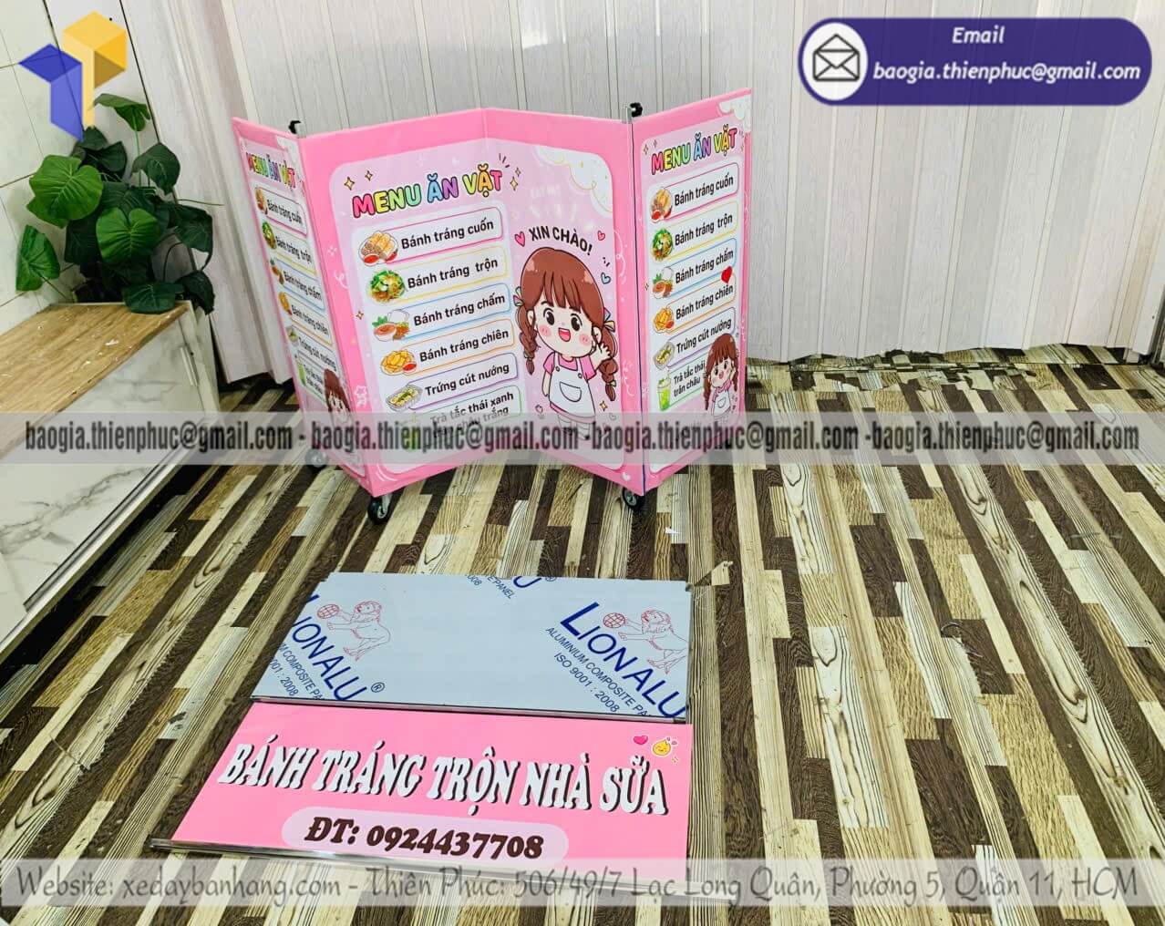 Đặt xe lắp ráp bán món ăn vặt xếp gọn vỉa hè xưởng Thiên Phúc gia công theo yêu cầu