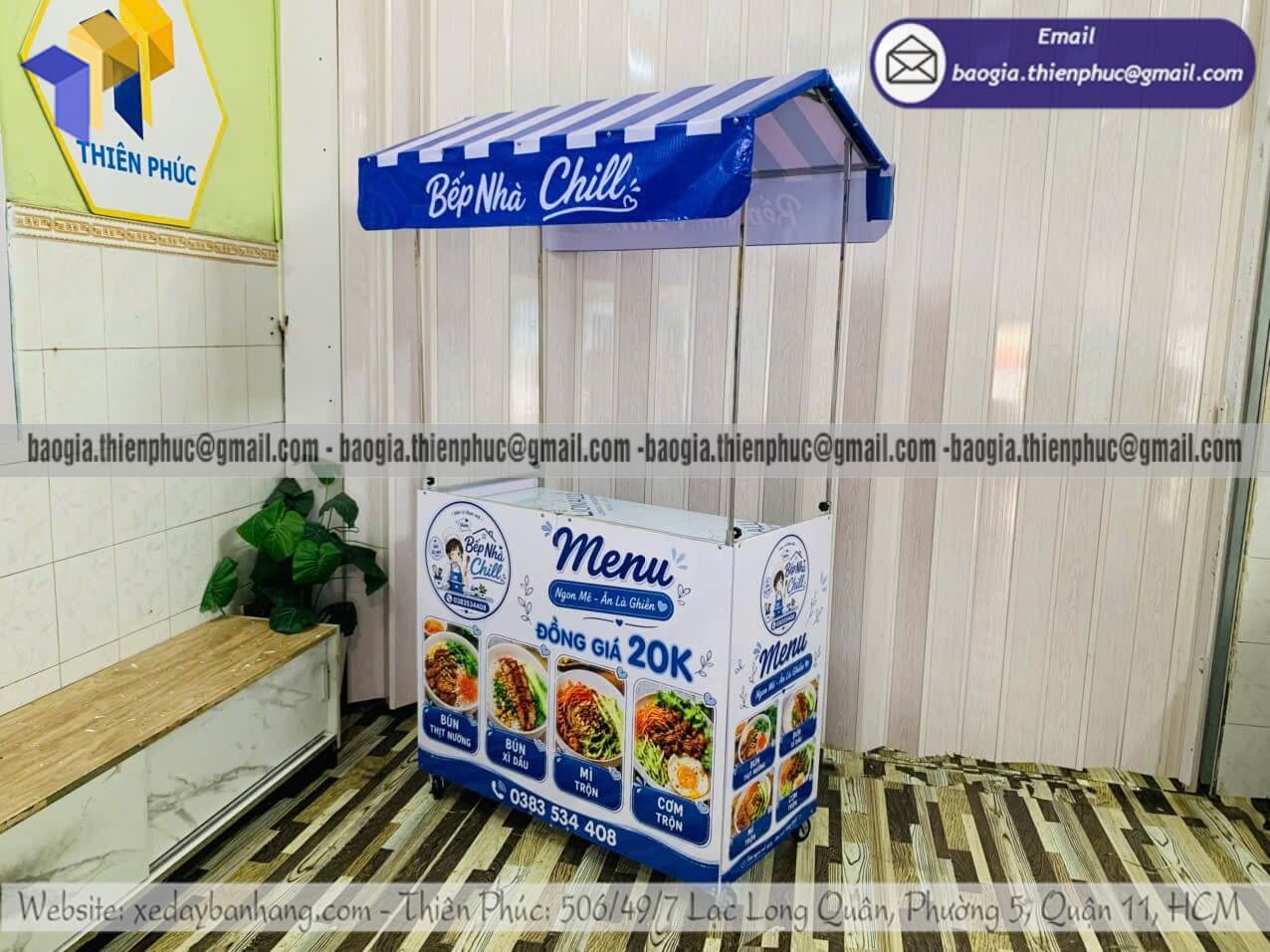 Gia công xe bán đồ ăn xếp gọn ngoài trời có mái che xe bán thức ăn nhanh theo yêu cầu