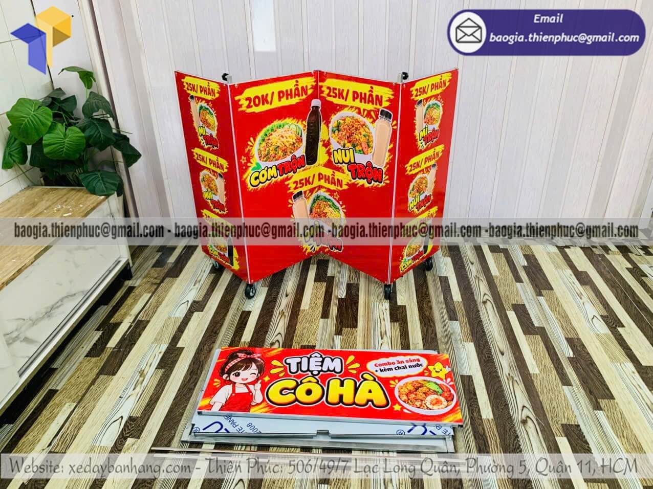 Giá xe lắp ráp bán cơm trộn hàng rong xếp gọn thương hiệu đẹp chất cho quán mới