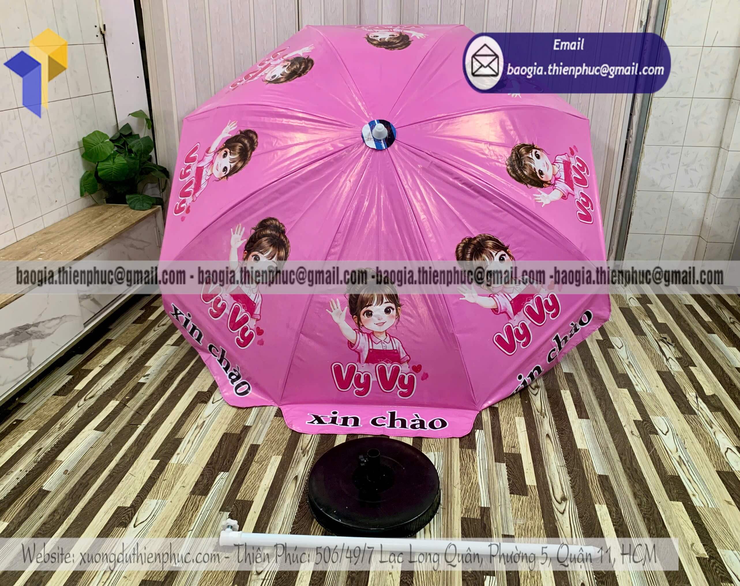In dù tròn bạt quảng cáo ngoài trời cho quán cafe tại hồ chí minh sản xuất uy tín