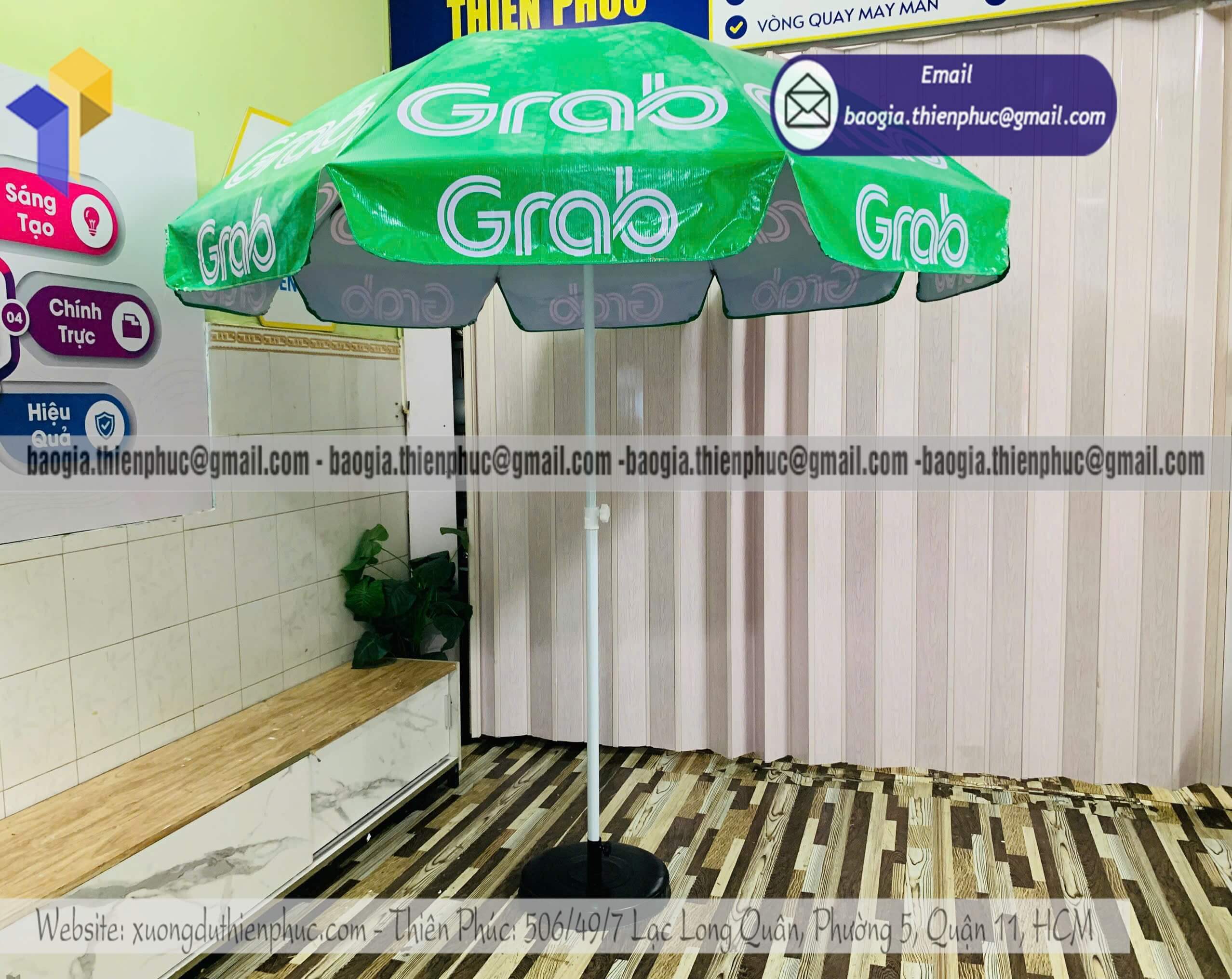In dù tròn che quảng cáo thương hiệu chắn gió tốt ngoài trời bán tại Bình Dương Đồng Nai