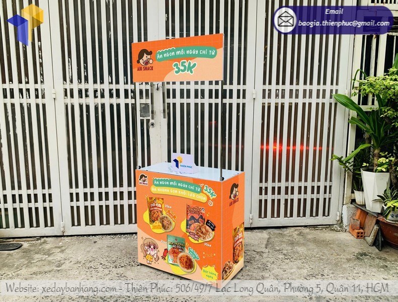 Mẫu booth sắt di động quảng cáo in logo đẹp giá rẻ chất lượng