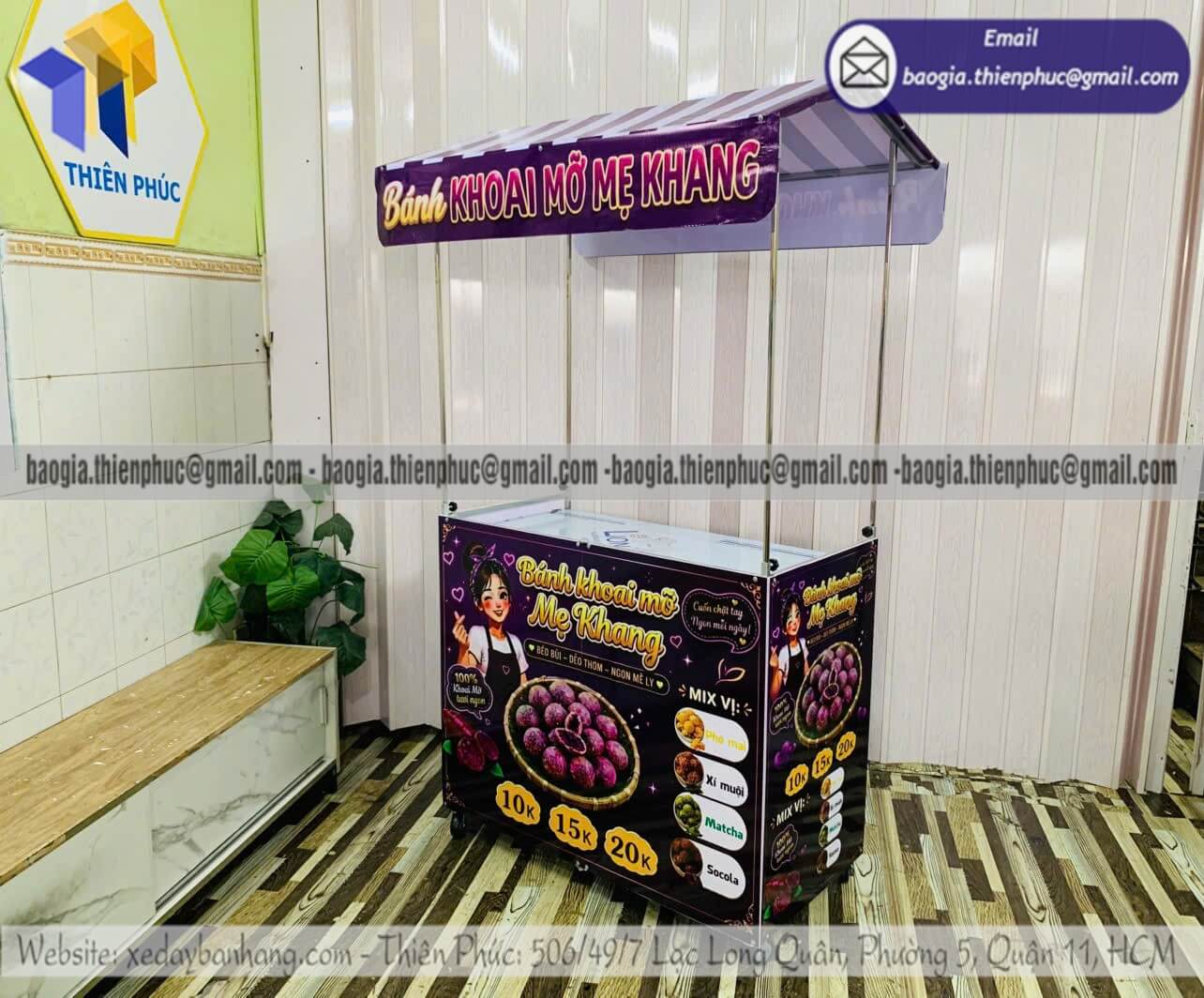 Mẫu quầy xếp gọn bán bánh khoai mỡ di động bán rong giá rẻ cho sinh viên bán đồ ăn vặt