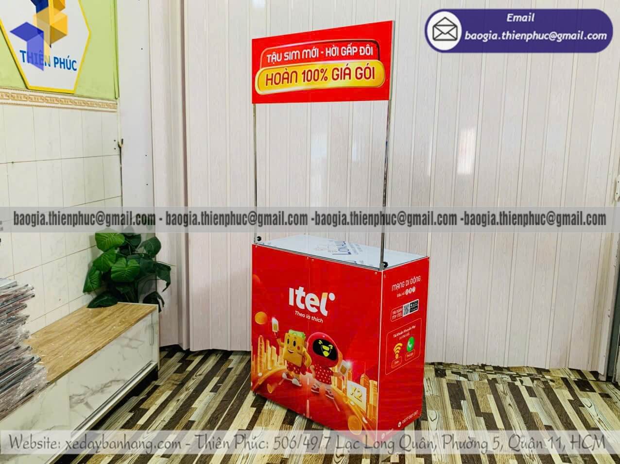 Quầy sắt cho PG giới thiệu sản phẩm mới di động cho chiến dịch sampling quảng bá