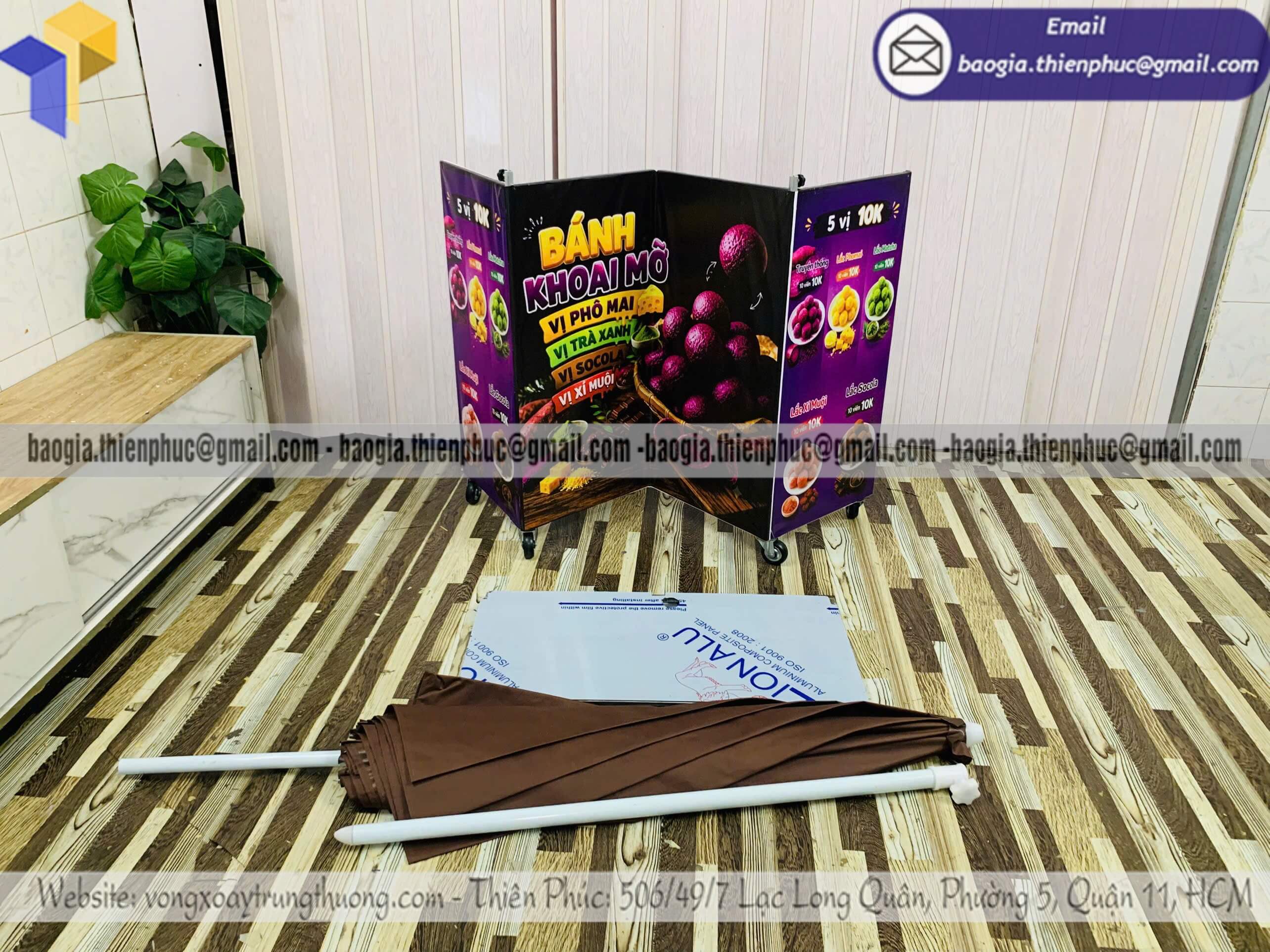 Quầy xếp gọn bán bánh khoai mỡ lắp ráp ngoài trời kích thước riêng cho thương hiệu fb food