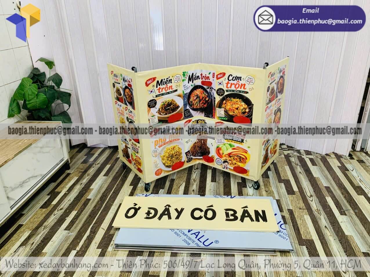 Quầy xếp gọn bán thức ăn take away bán rong lề đường quầy ăn uống thiết kế in logo