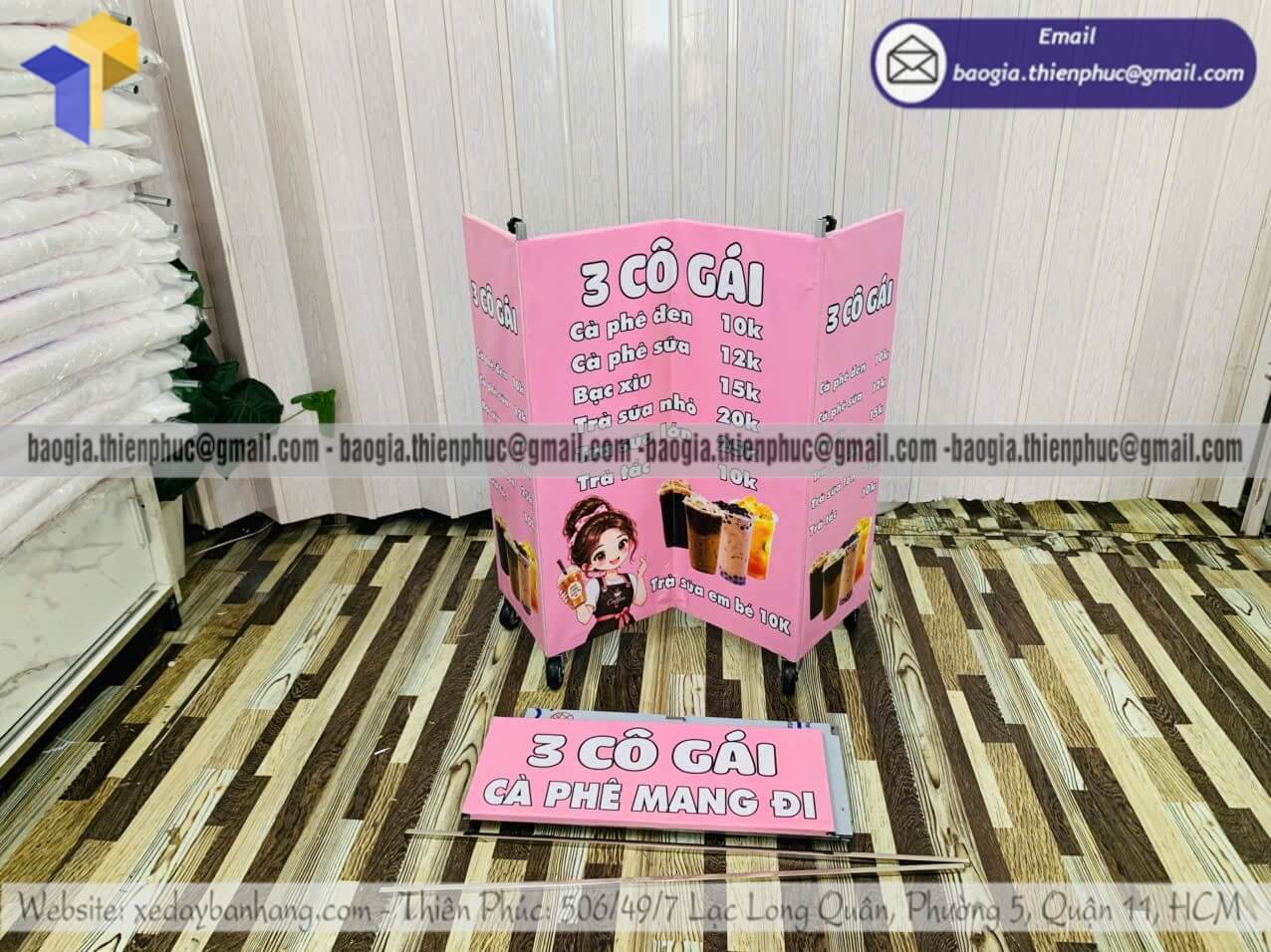 Quầy xếp ốp bạt bán cafe mini take away hàng rong xưởng Thiên Phúc tư vấn mẫu giá nhanh