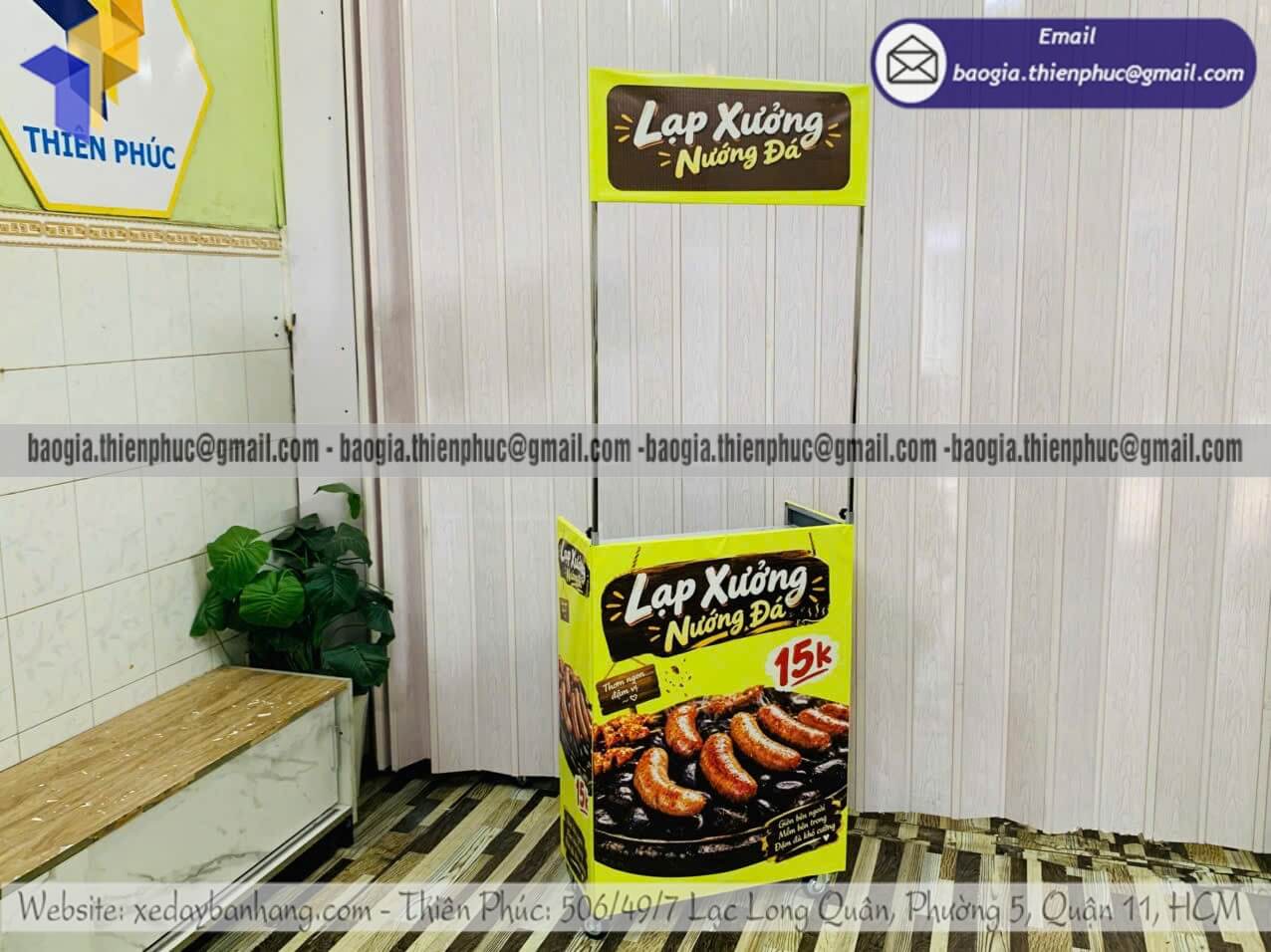 Quầy xếp ốp bạt bán lạp xưởng nướng nhỏ di động giá xưởng bán hàng trước cổng