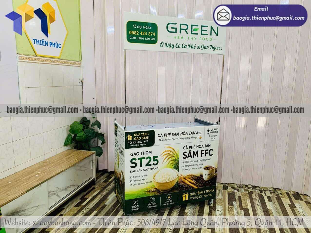 Quầy xếp trưng bày hàng ngoài trời có bánh xe gia công tận xưởng hỗ trợ vat