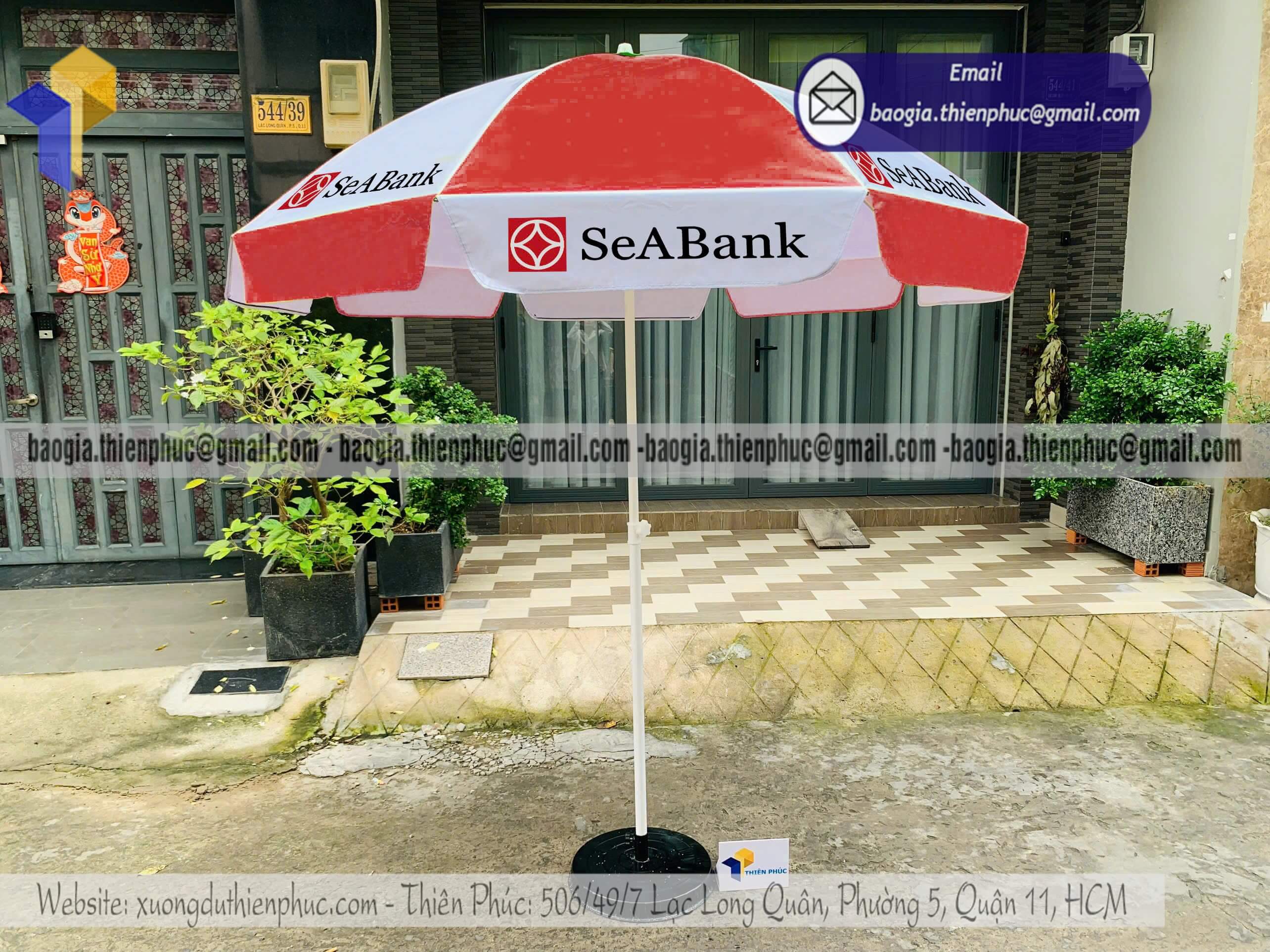 Thiết kế dù tròn event che ngoài trời doanh nghiệp cho công ty bất động sản ngân hàng