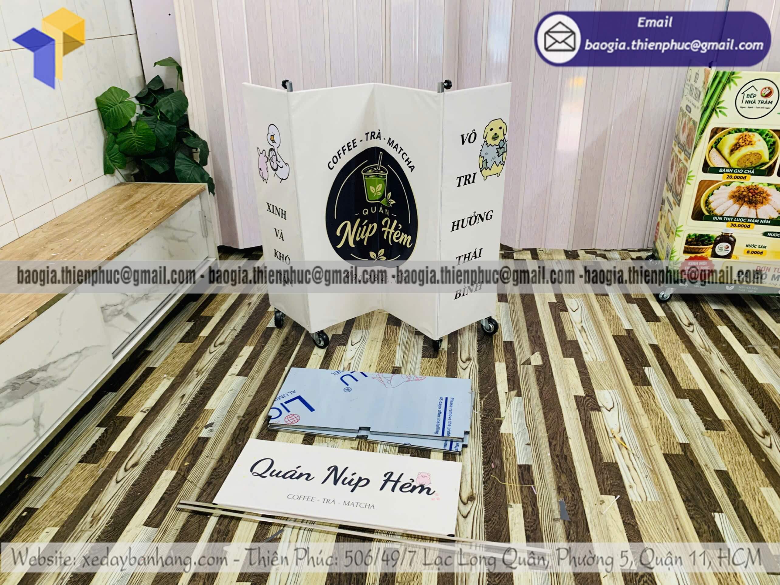 Thiết kế quầy bán cafe nhỏ hàng rong xếp gọn phù hợp bán cafe văn phòng