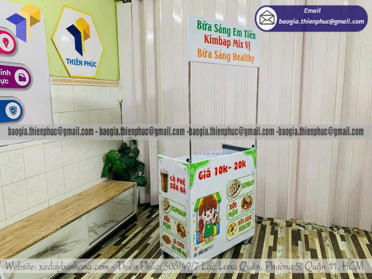 Thiết kế xe bán đồ ăn sáng dạo xếp gọn ngoài trời đẹp hiện đại là thấy ngay