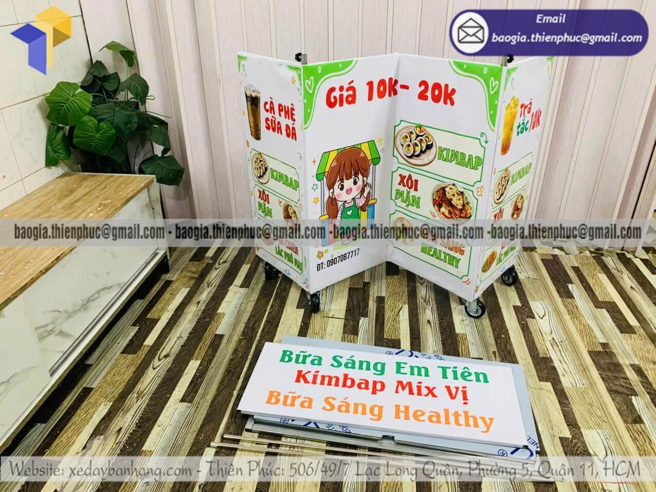 Thiết kế xe bán đồ ăn sáng dạo xếp gọn ngoài trời quán ăn nhỏ mô hình takeaway