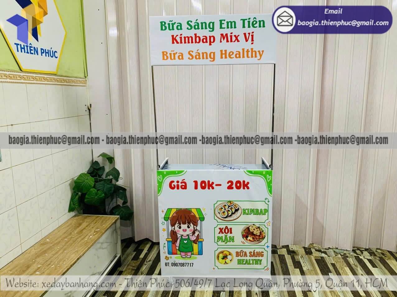 Thiết kế xe bán đồ ăn sáng dạo xếp gọn ngoài trời