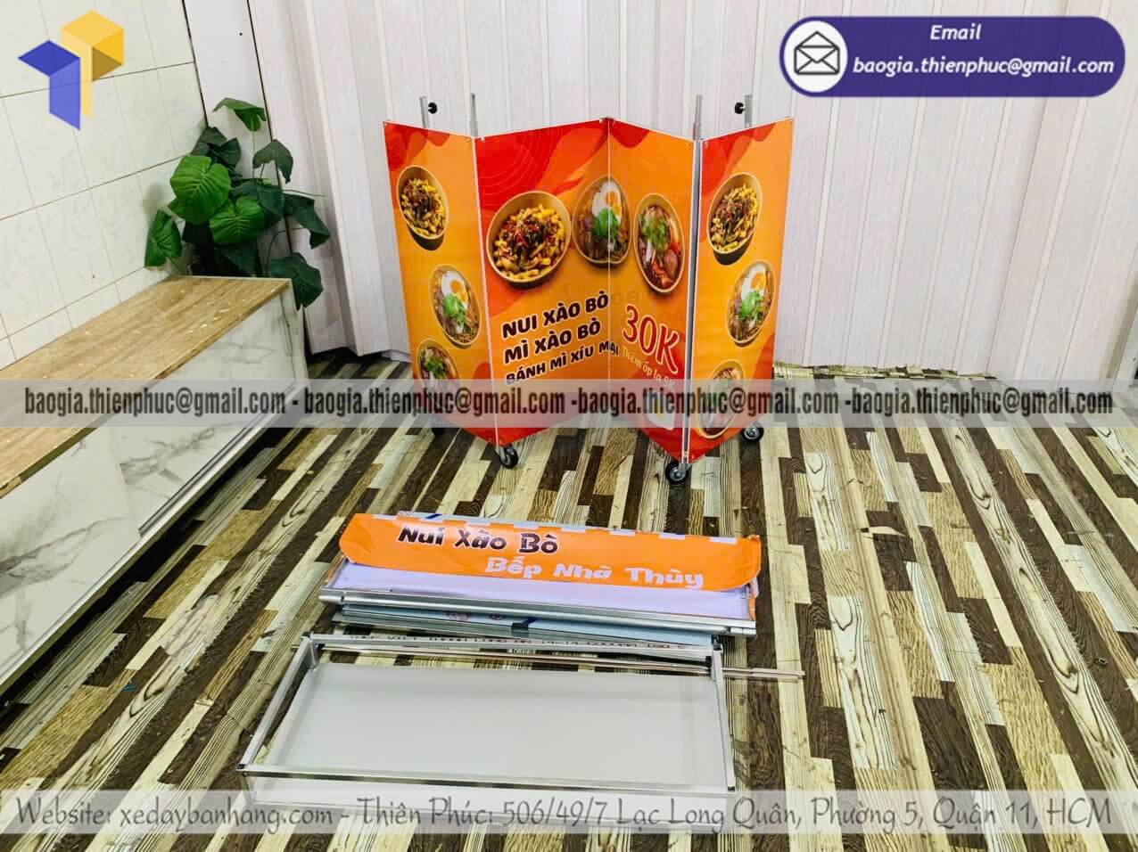 Thiết kế xe xếp bán thức ăn sáng mang đi bán vỉa hè sản xuất theo mẫu khách chọn