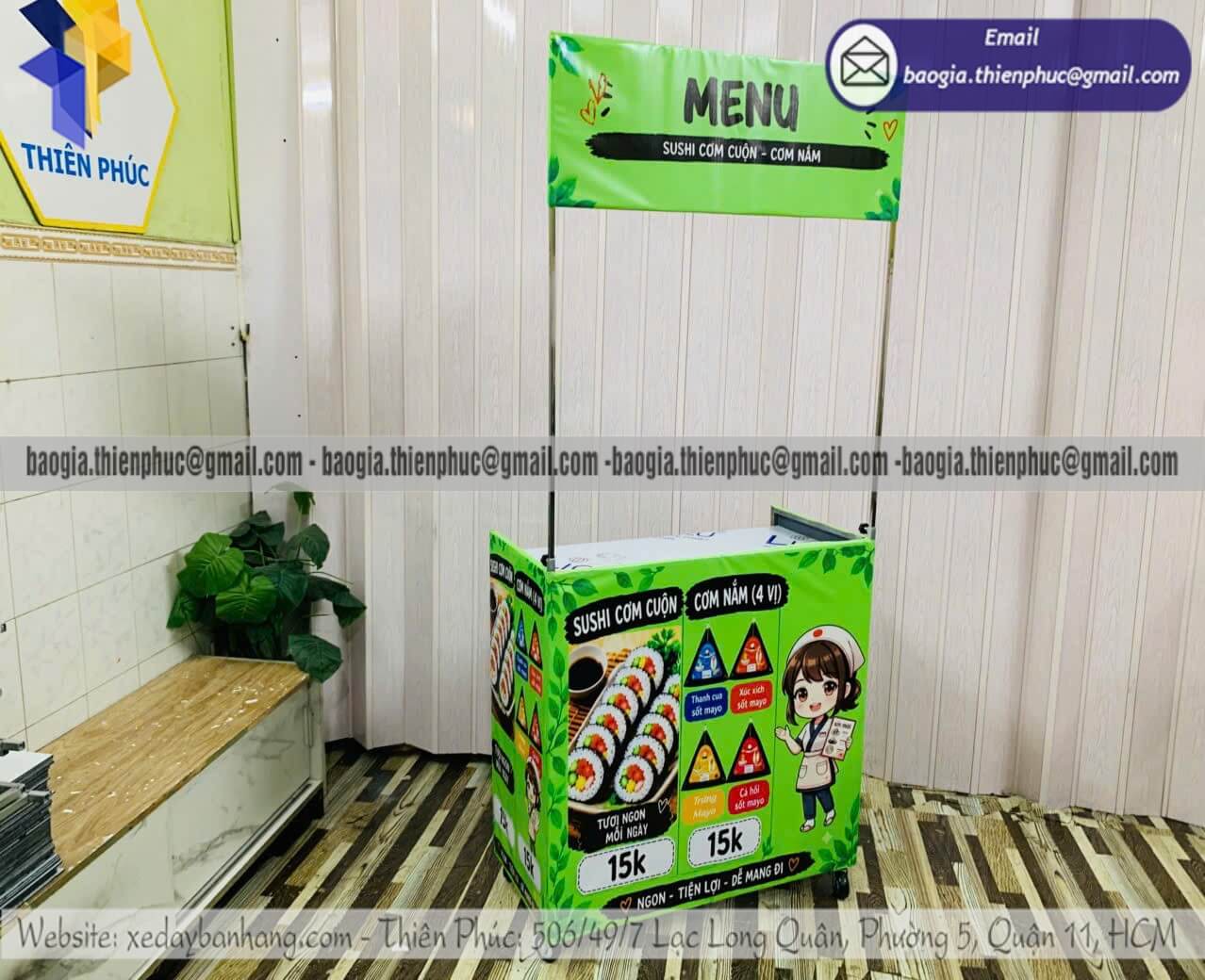 Xe bạt lắp ráp bán cơm nắm xếp gọn di động vỉa hè xưởng Thiên Phúc báo giá nhanh