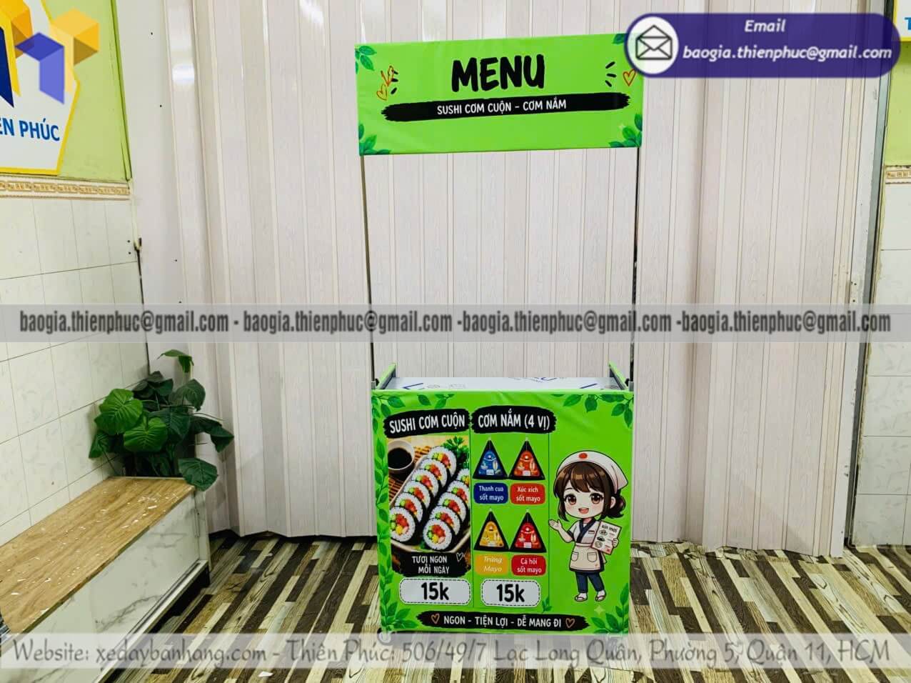 Xe bạt lắp ráp bán cơm nắm xếp gọn di động vỉa hè