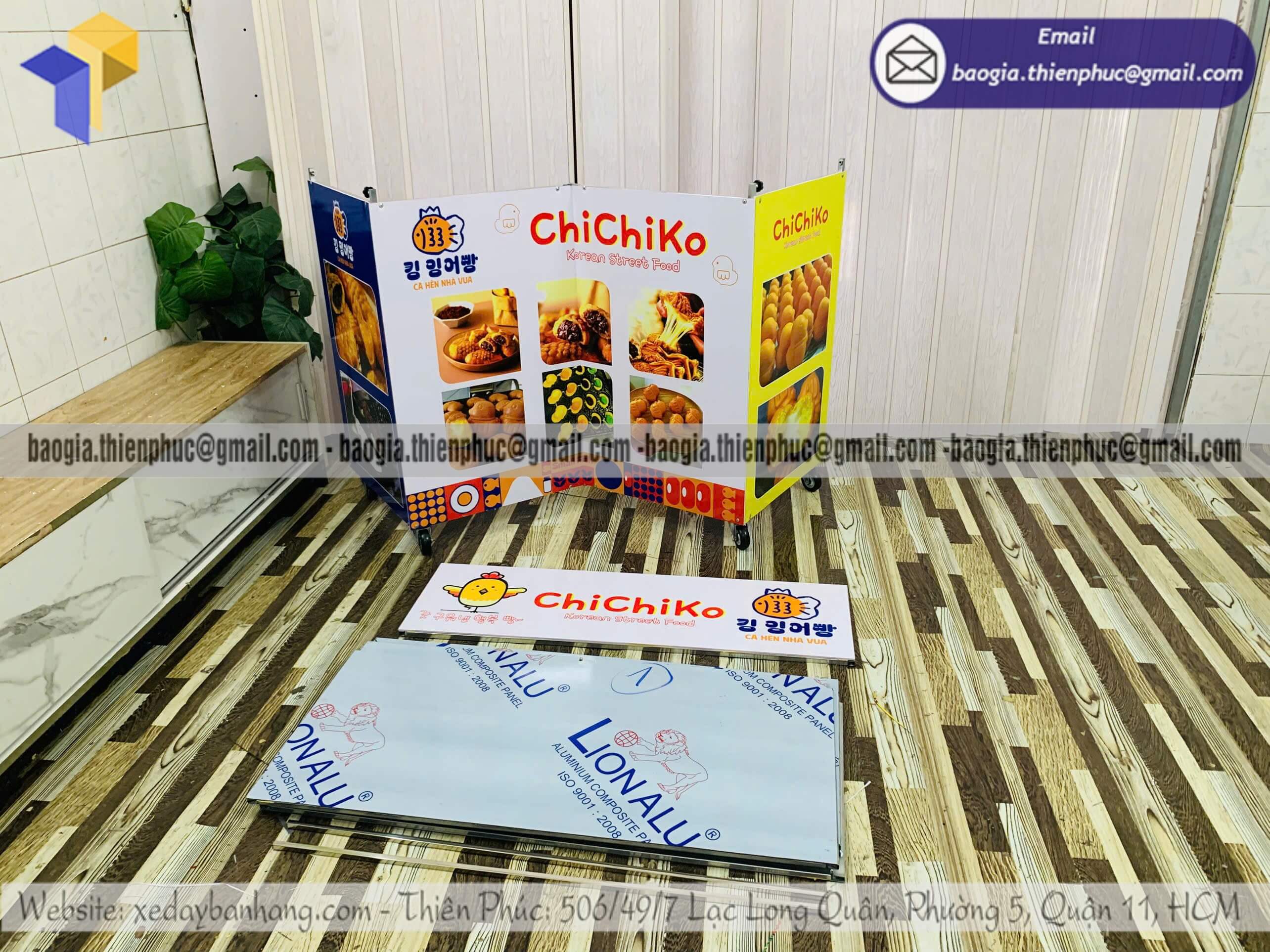 Xe lắp ráp bán bánh dạo trên lề đường xếp gọn xưởng thiên phúc uy tín chất lượng cao