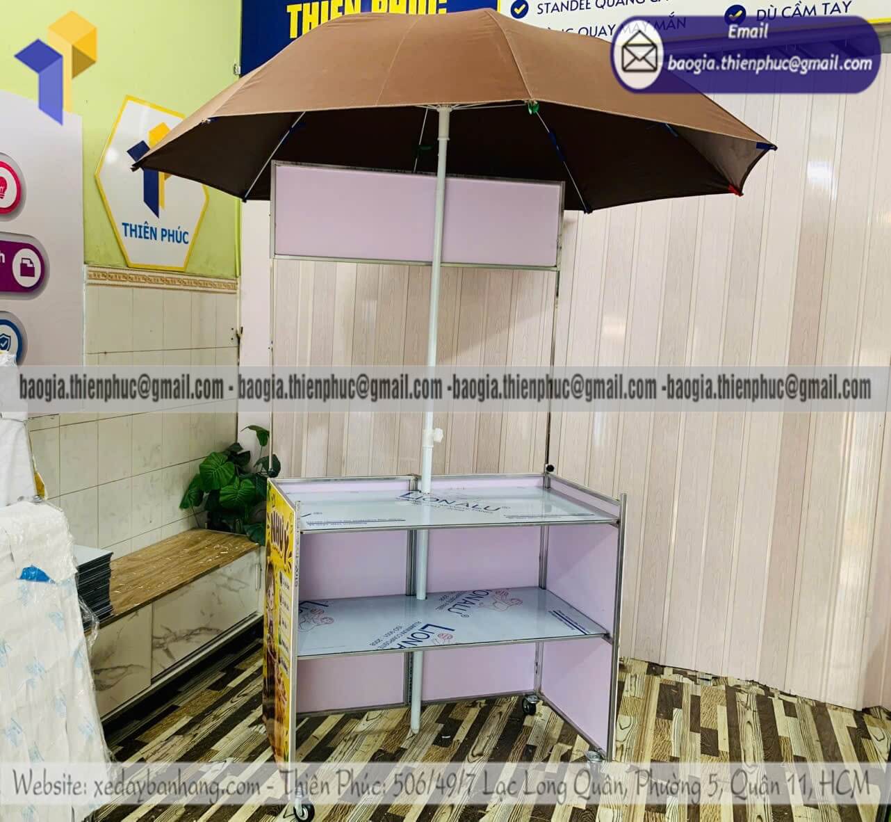 Xưởng đóng quầy xếp bán cafe take away kèm dù che nhận đặt sỉ lẽ gia công theo yêu cầu