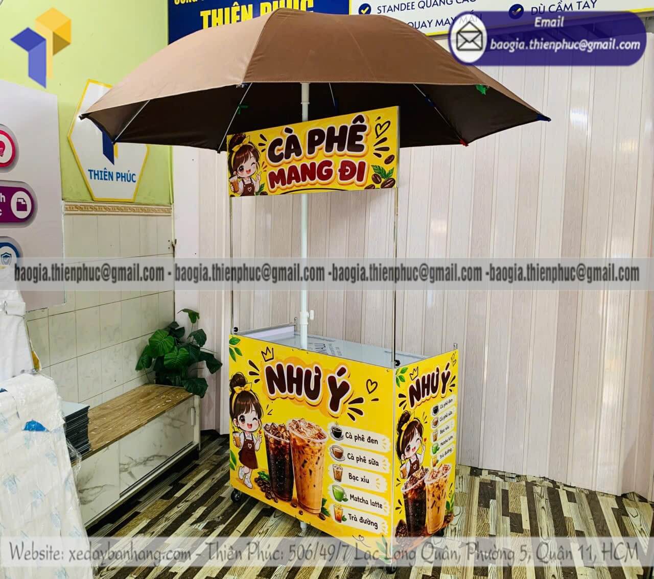 Xưởng đóng quầy xếp bán cafe take away kèm dù che từ 700 trăm đến 3 triệu