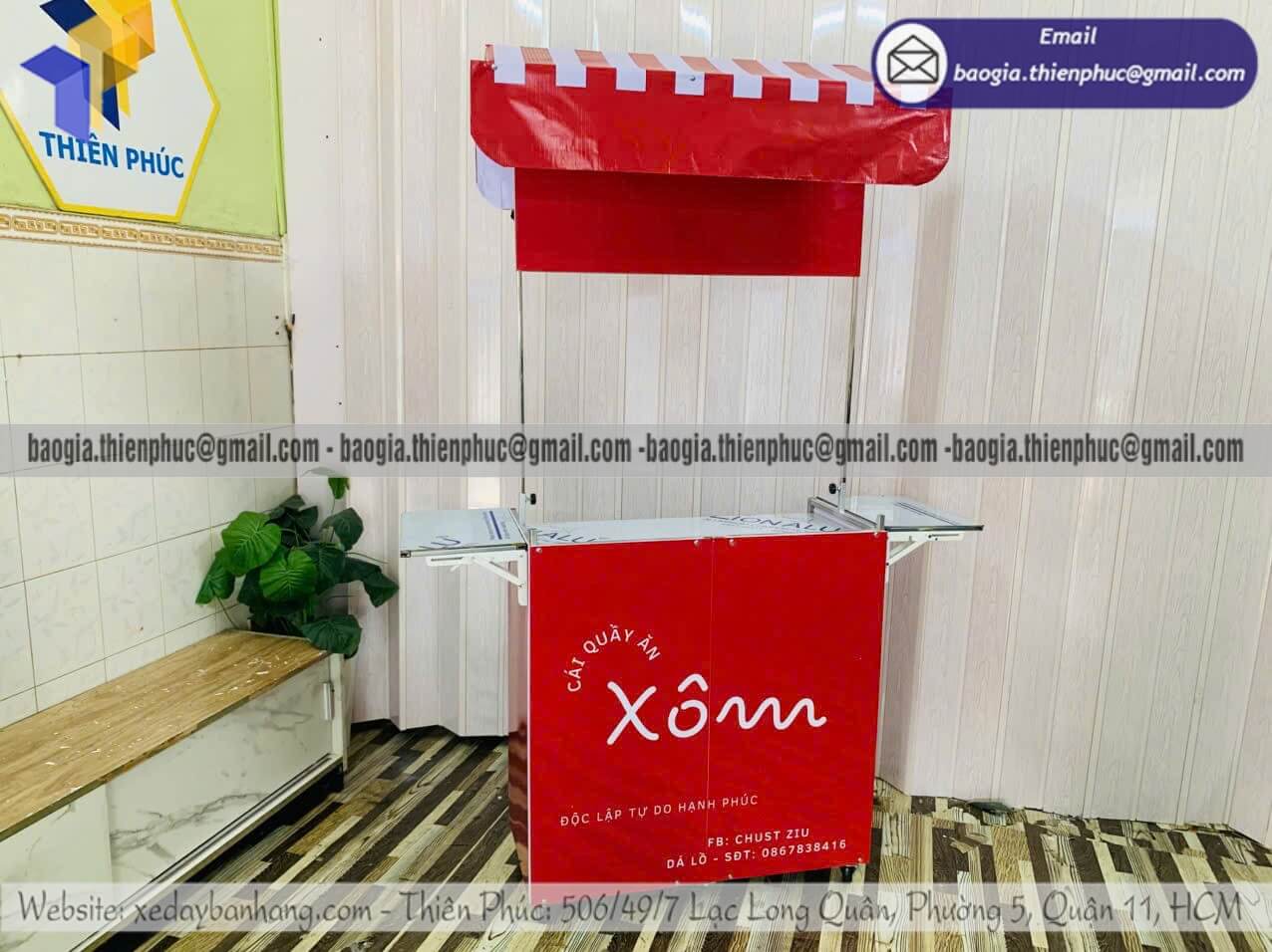 Xưởng đóng quầy xếp pha chế cafe take away mái che vỉa hè ngoài trời gọn xinh dễ dùng