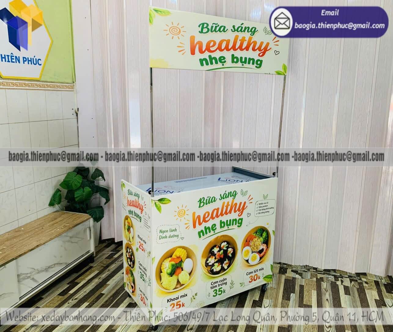 Xưởng đóng xe bán đồ ăn sáng xếp gọn ngoài trời take away cho người bán hàng lưu động