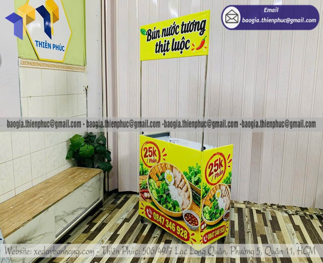 Xưởng đóng xe ốp bạt bán bún nước tương gấp gọn bán di động phục vụ sự kiện