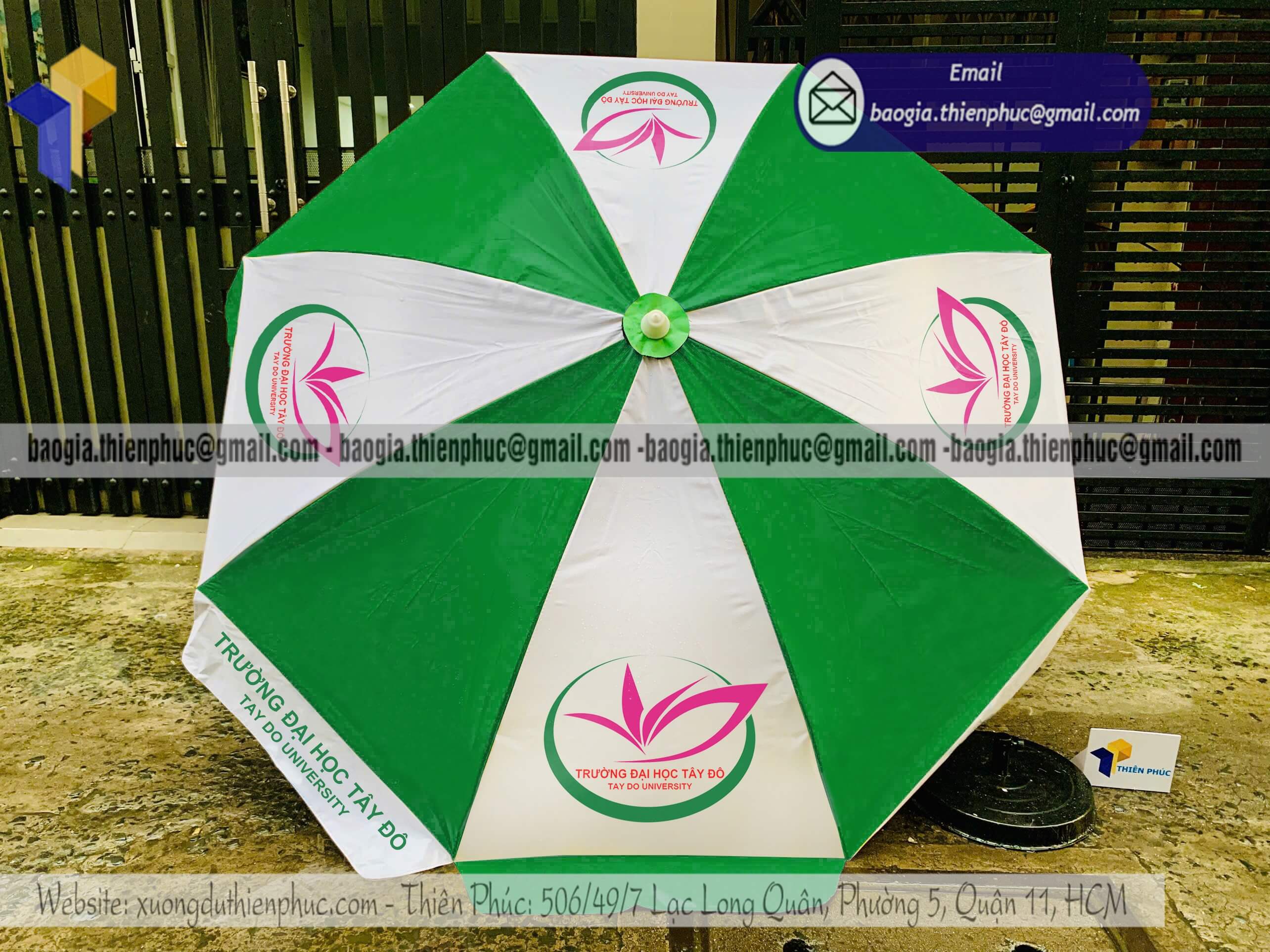 Xưởng dù quảng cáo in logo thương hiệu ngoài trời cho khu vực vỉa hè sân vườn