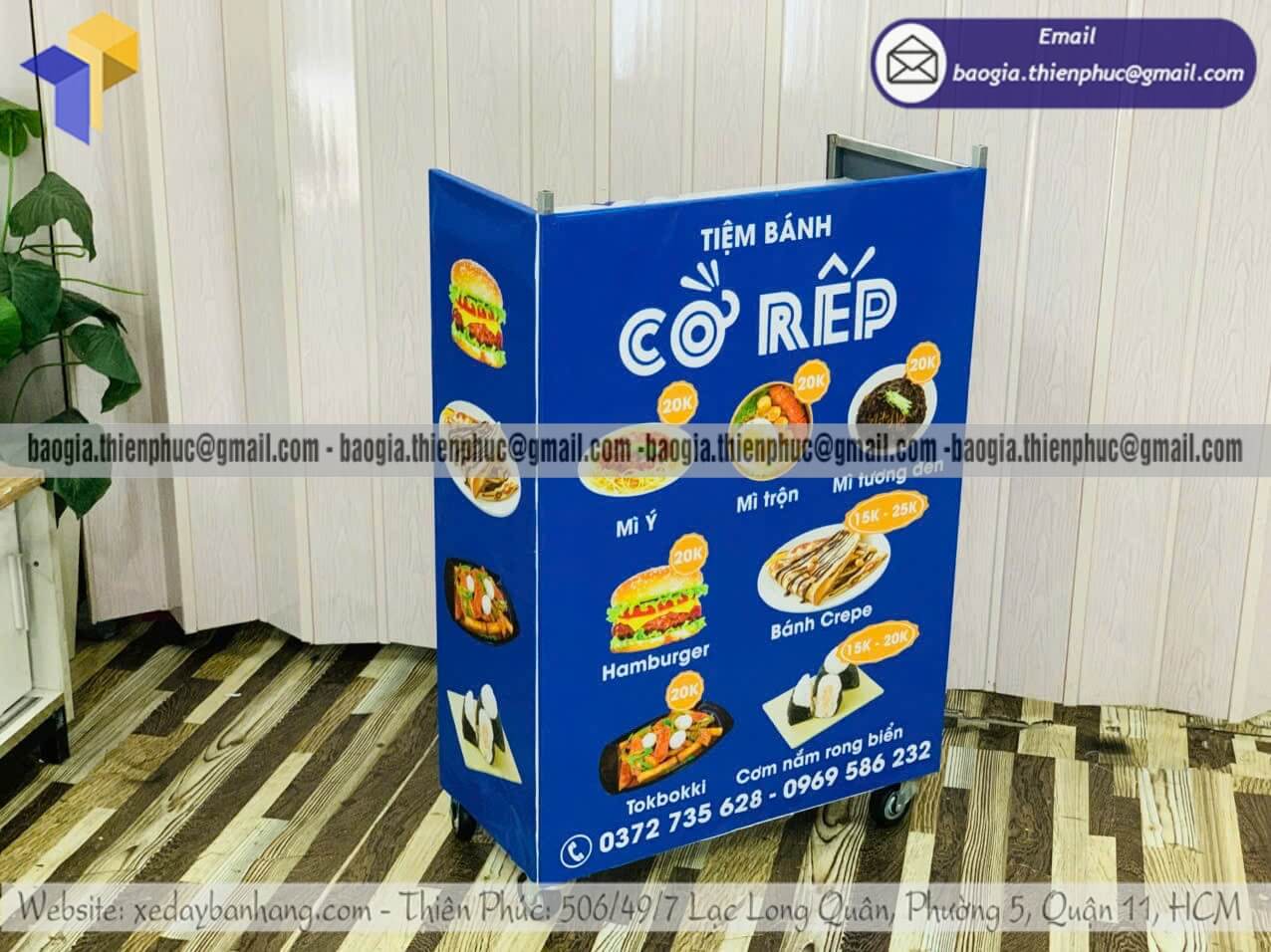 Xưởng sản xuất quầy xếp bán bánh mini ngoài trời trưng bày cửa hàng mới khai trương