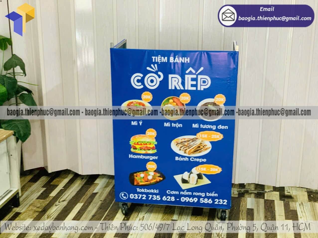 Xưởng sản xuất quầy xếp bán bánh mini ngoài trời