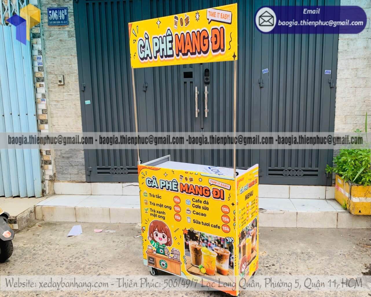 Xưởng sản xuất quầy xếp bạt bán cafe take away rẻ cho người mới starup nhỏ