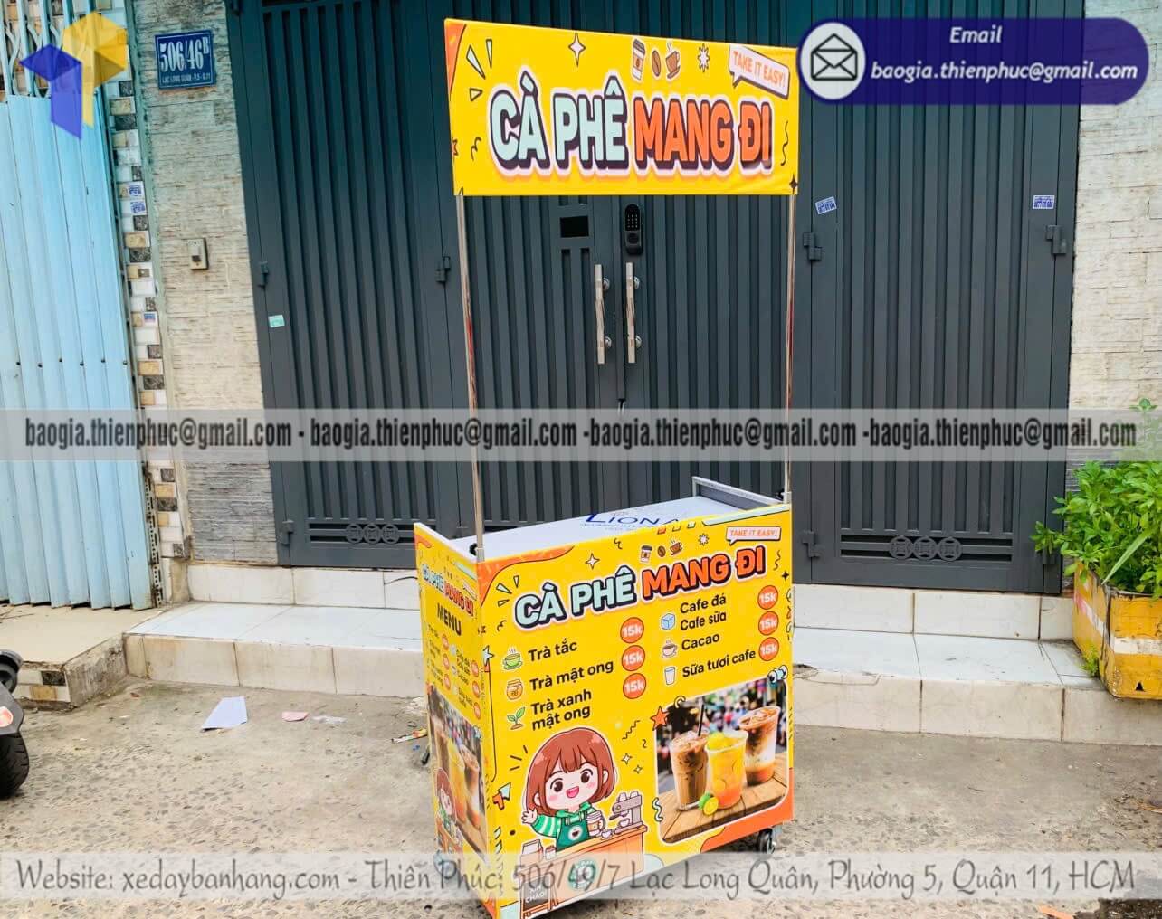 Xưởng sản xuất quầy xếp bạt bán cafe take away rẻ bán vỉa hè không cần quầy lớn